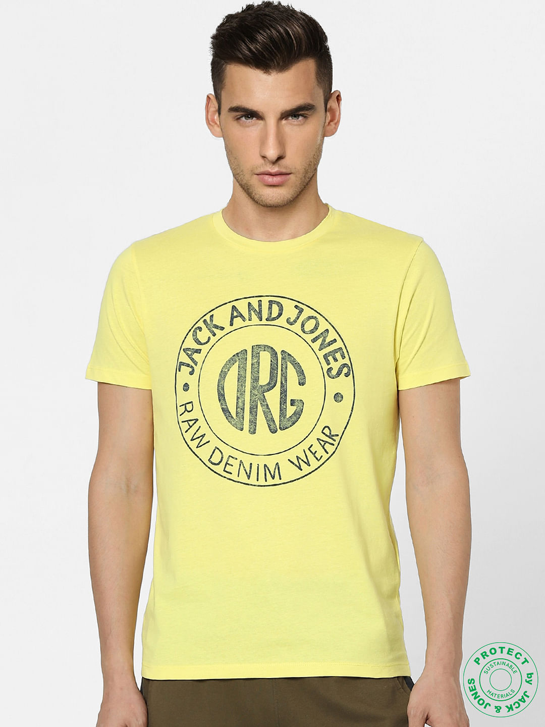 Yellow Graphic Print Crew Neck T-shirt