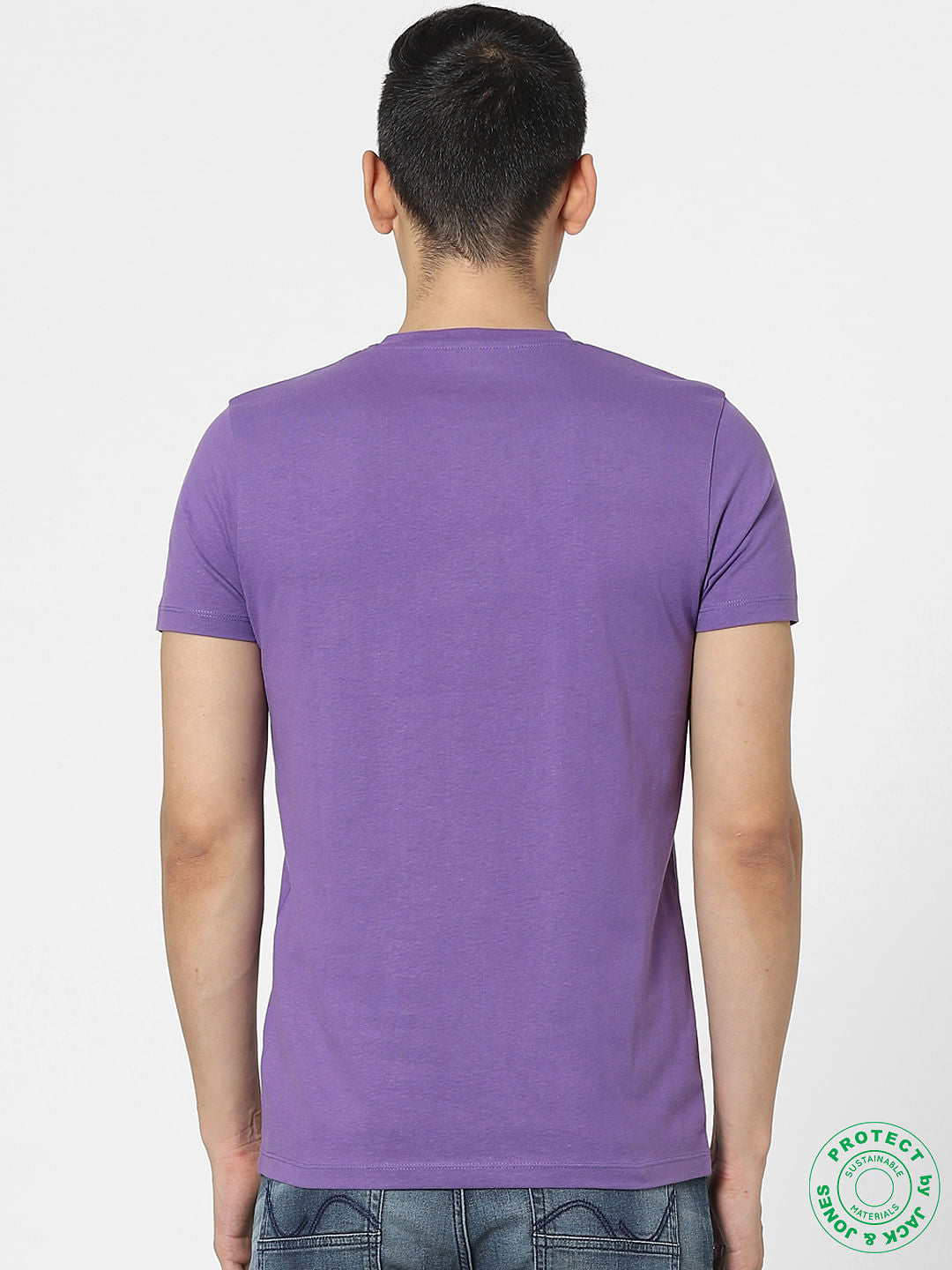 Purple Graphic Print Crew Neck T-shirt