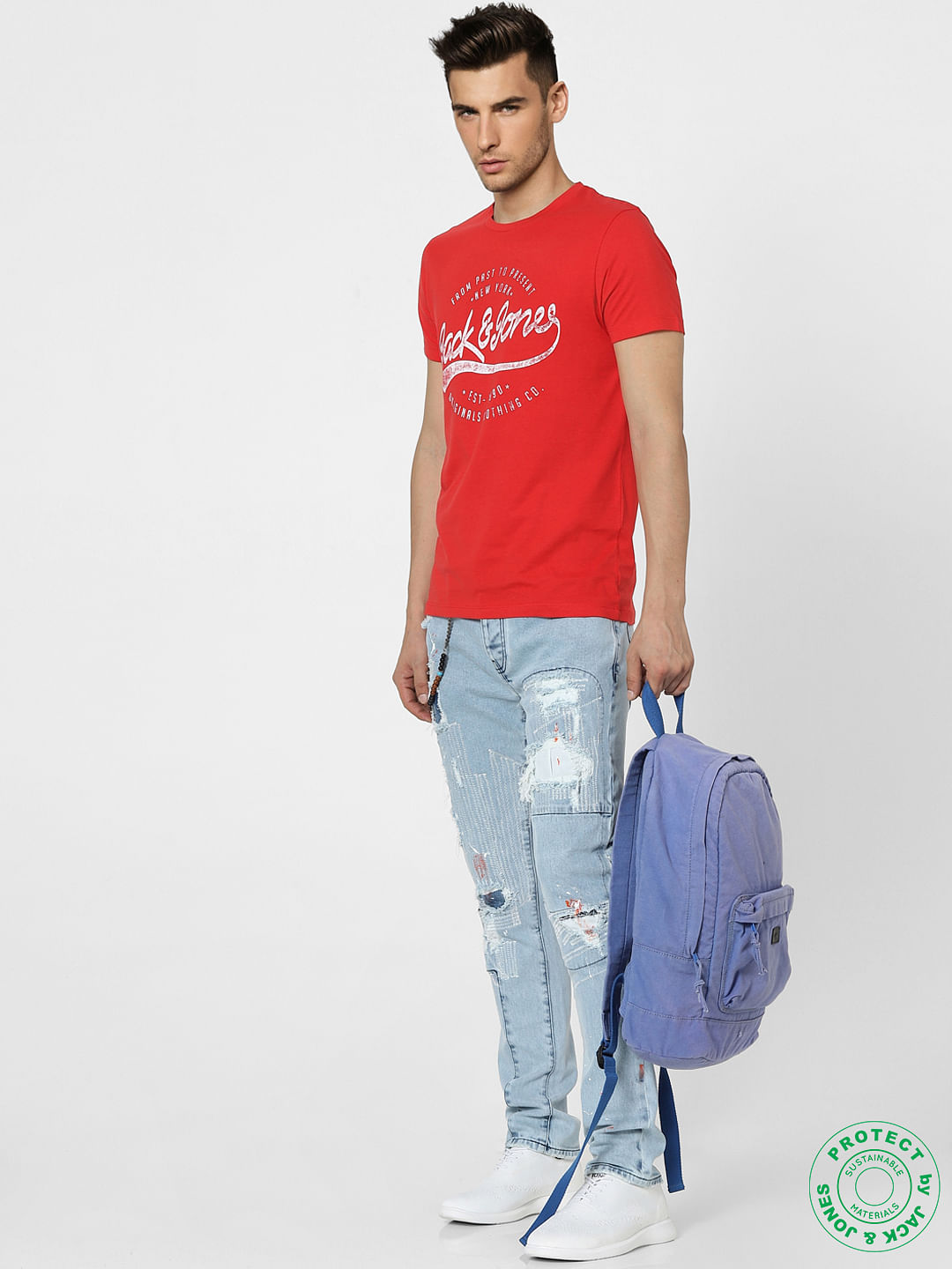 Red Graphic Print Crew Neck T-shirt