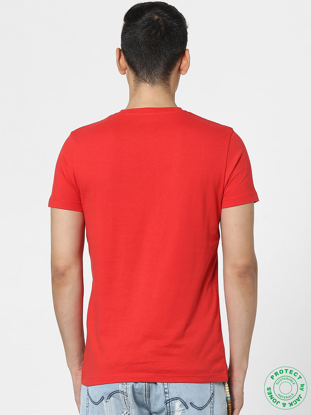 Red Graphic Print Crew Neck T-shirt