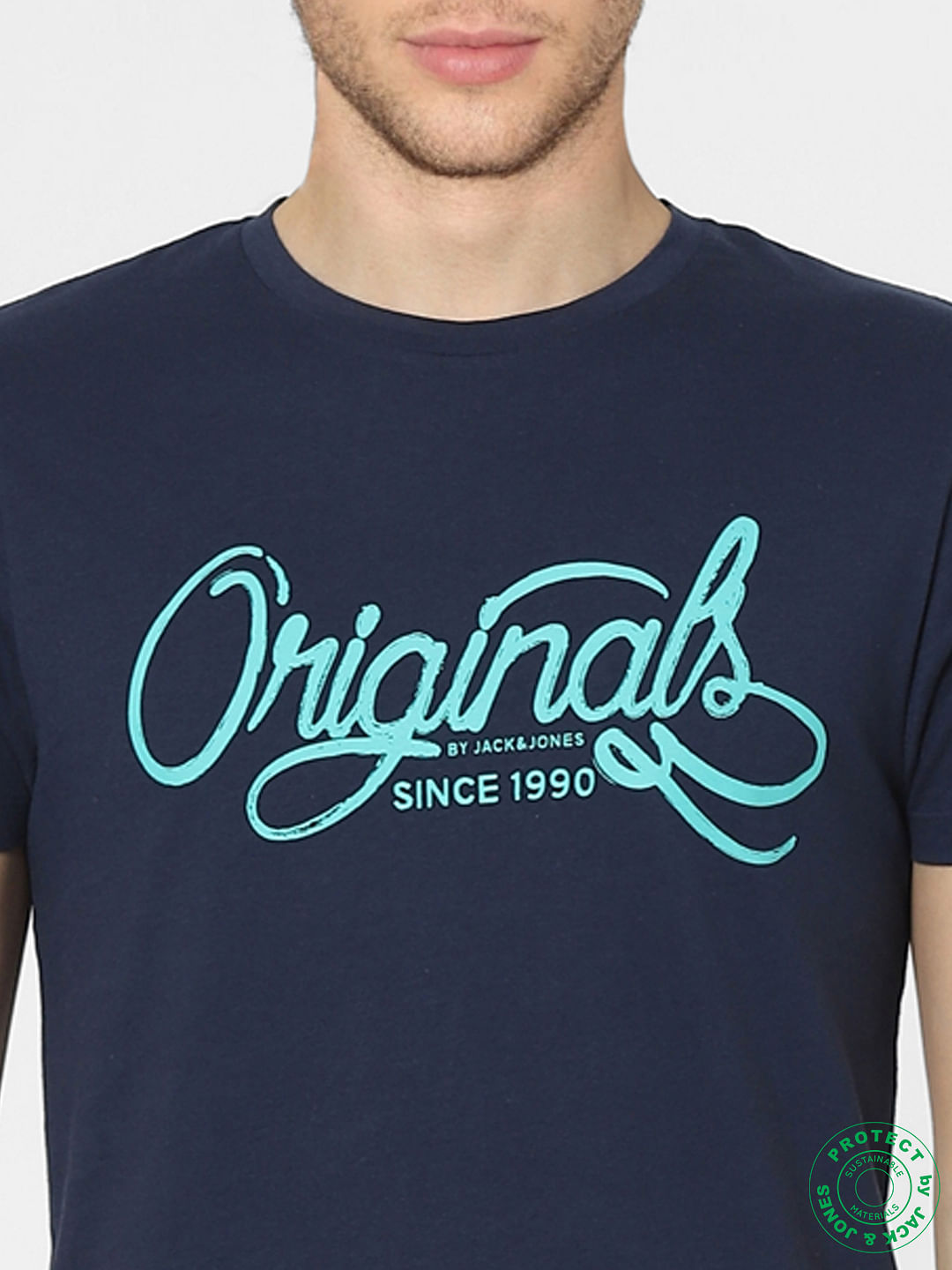 Blue Graphic Print Crew Neck T-shirt
