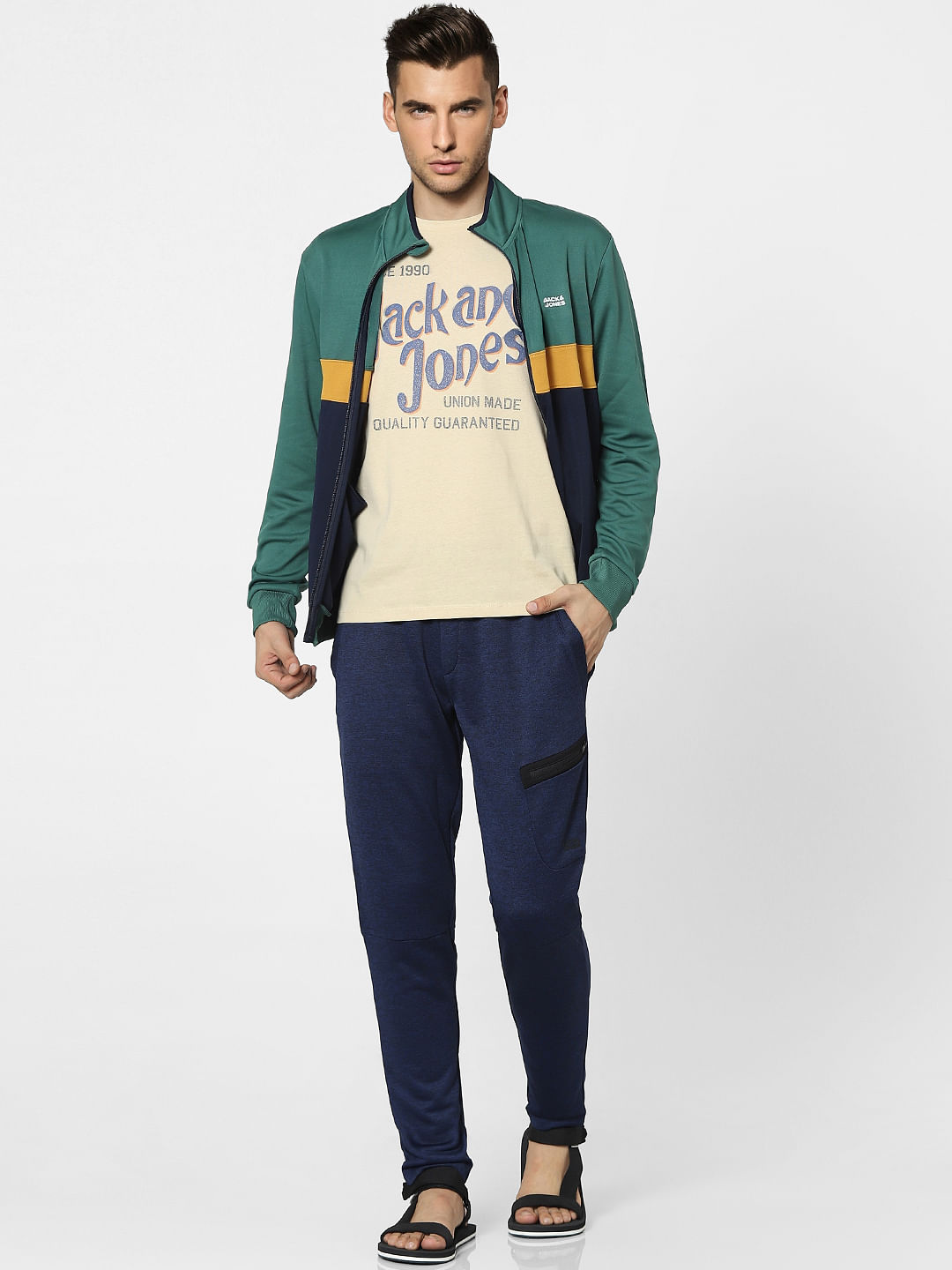 Beige Graphic Print Crew Neck T-shirt