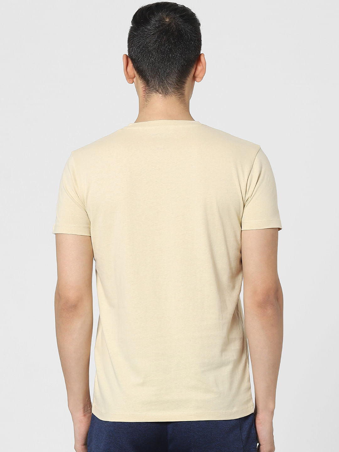 Beige Graphic Print Crew Neck T-shirt