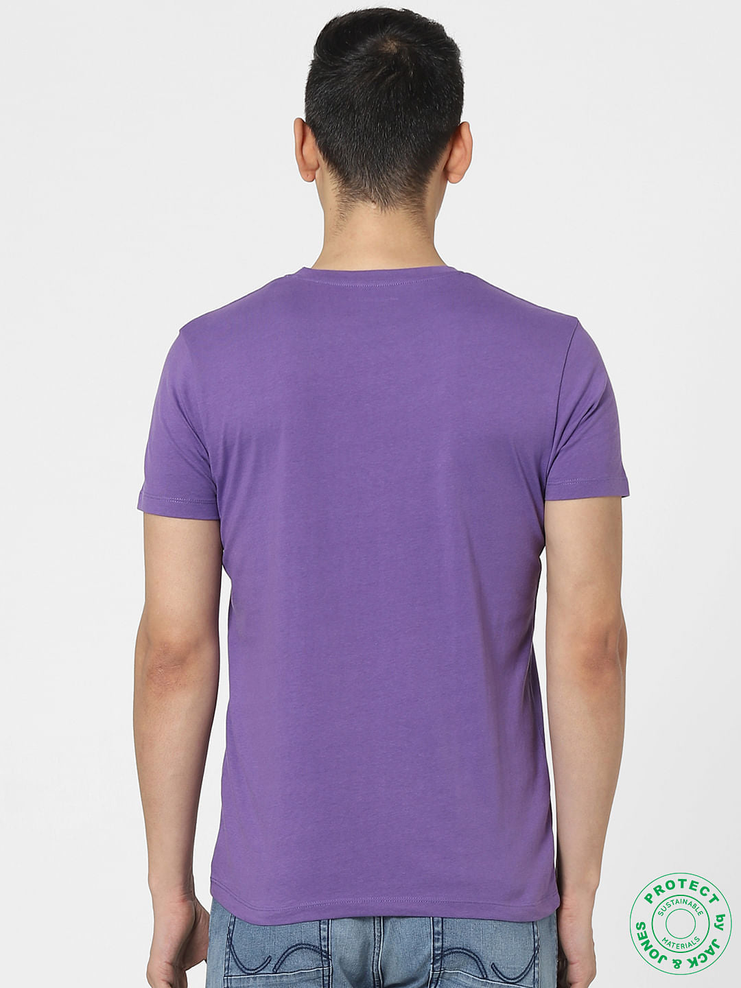 Purple Graphic Print Crew Neck T-shirt