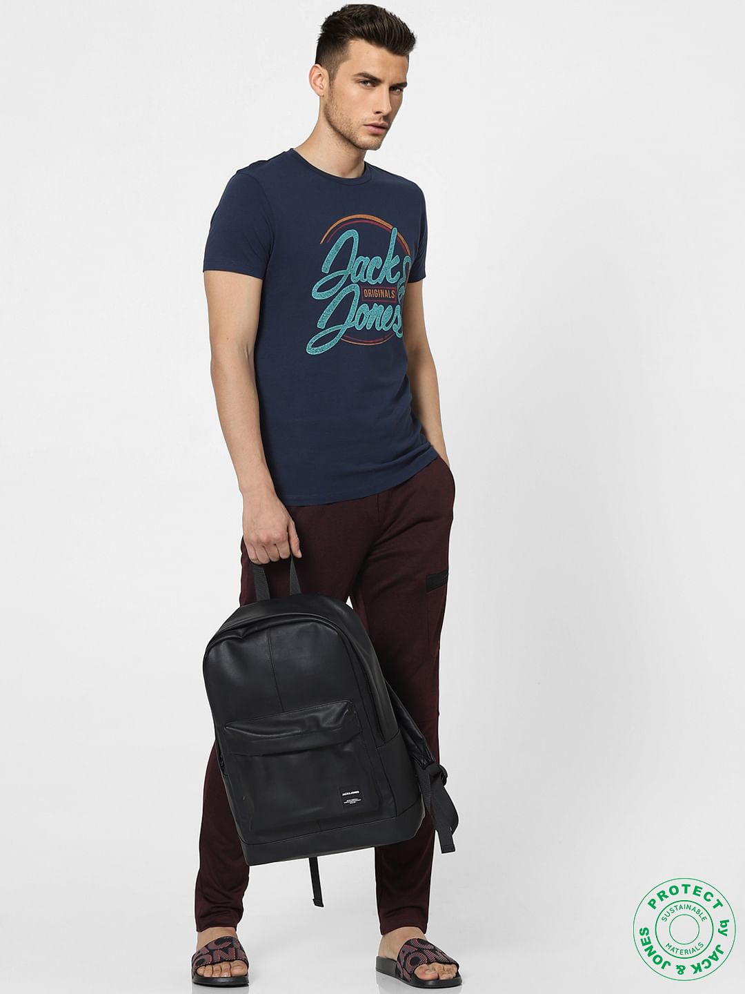 Blue Graphic Print Crew Neck T-shirt