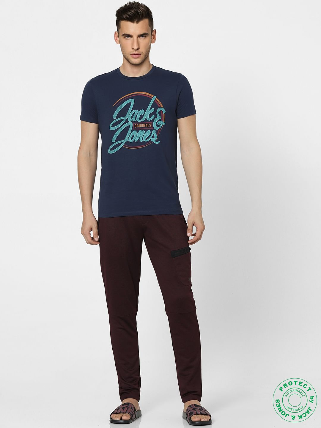 Blue Graphic Print Crew Neck T-shirt