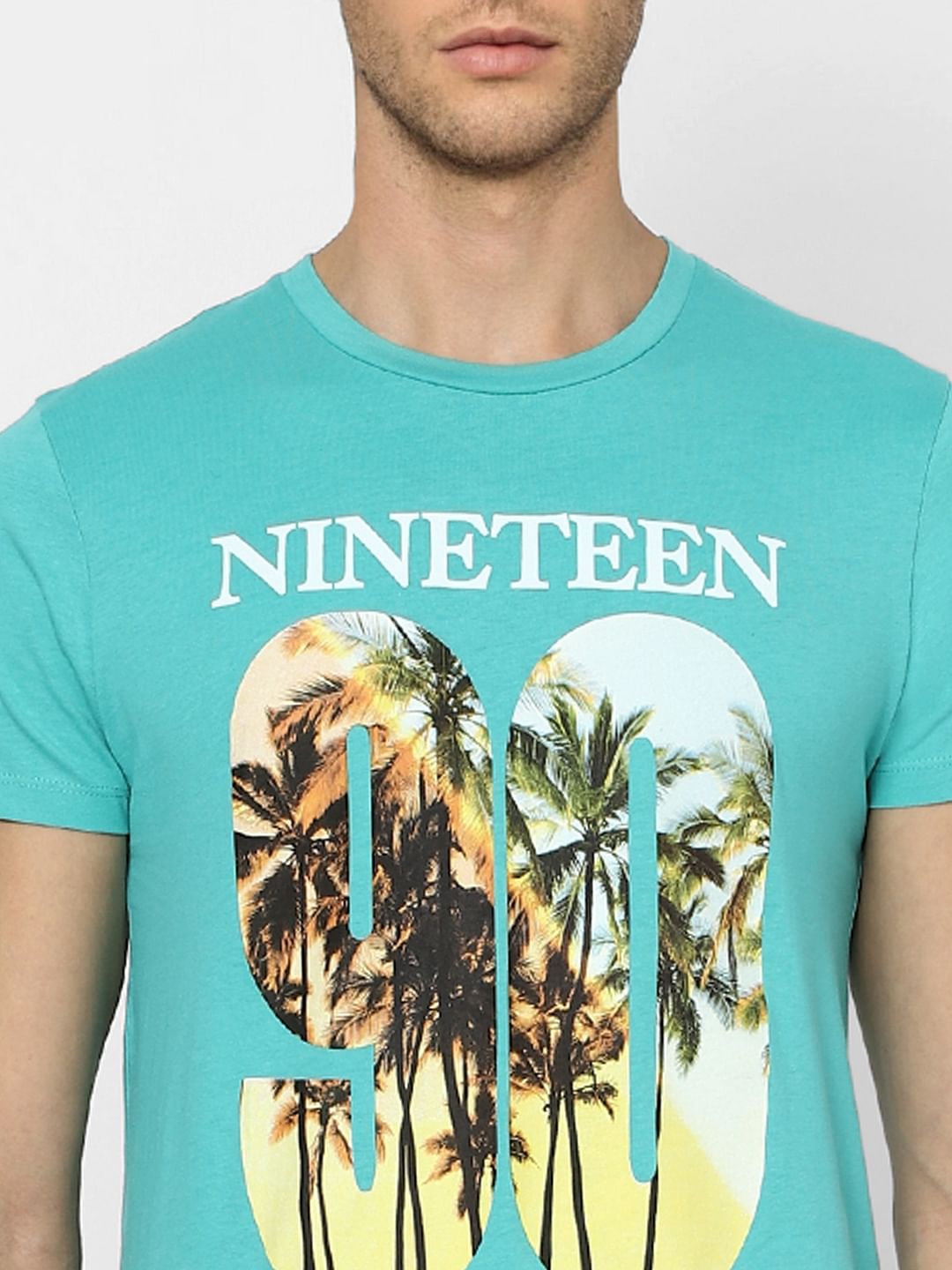 Light Blue Graphic Print Crew Neck T-shirt