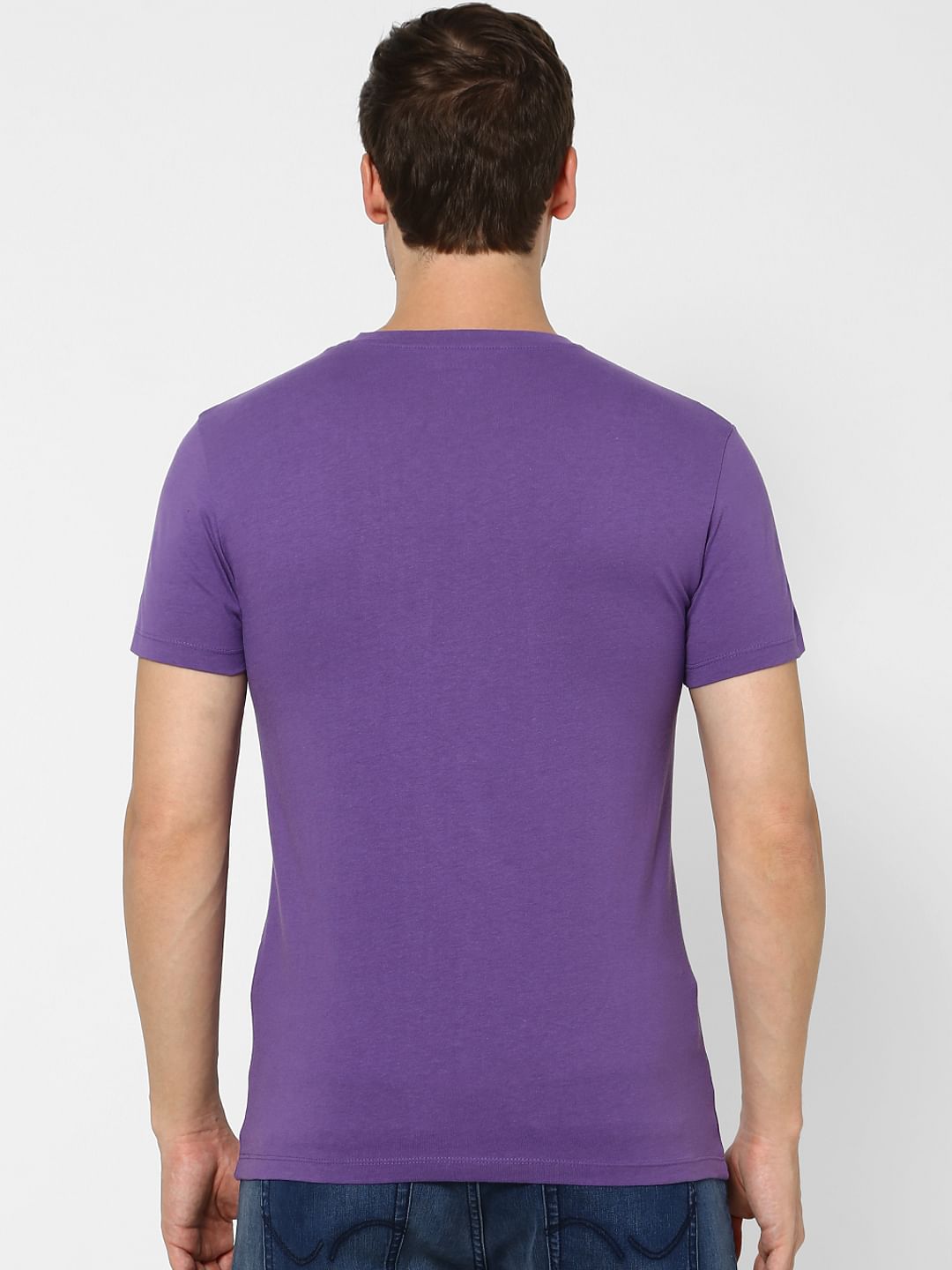 Purple Graphic Print Crew Neck T-shirt