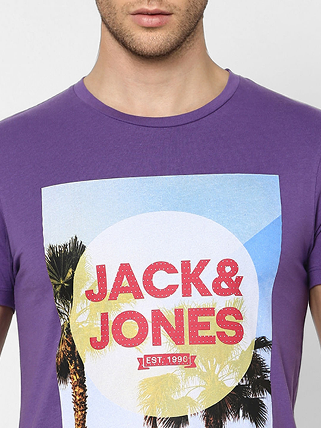 Purple Graphic Print Crew Neck T-shirt