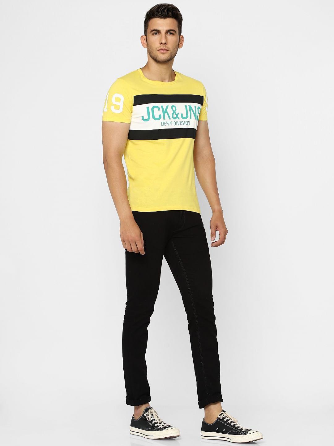 Yellow Graphic Print Crew Neck T-shirt