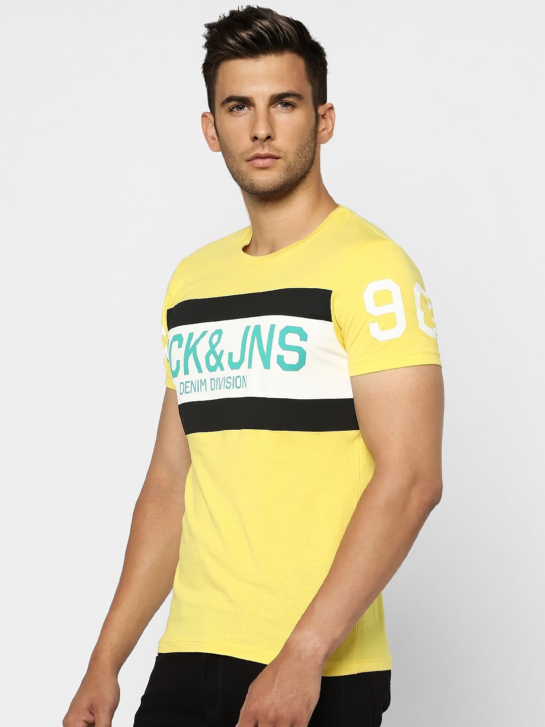 Yellow Graphic Print Crew Neck T-shirt