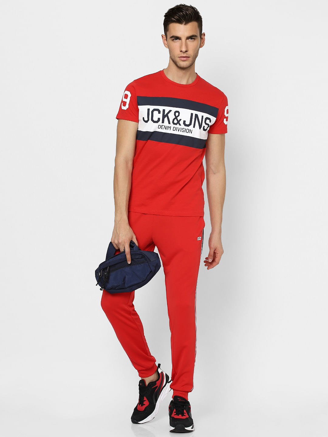 Red Graphic Print Crew Neck T-shirt - S