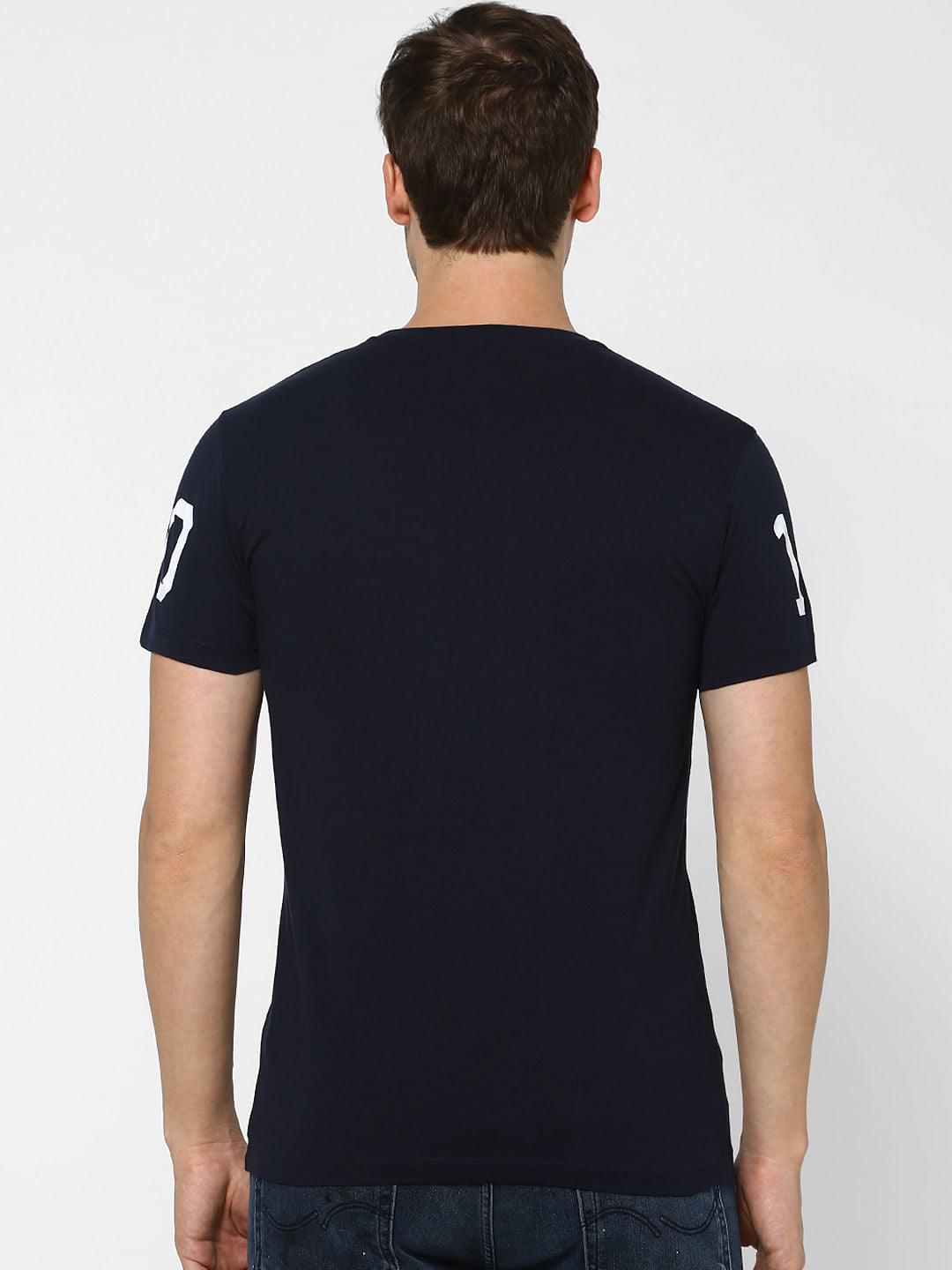 Navy Blue Graphic Print Crew Neck T-shirt