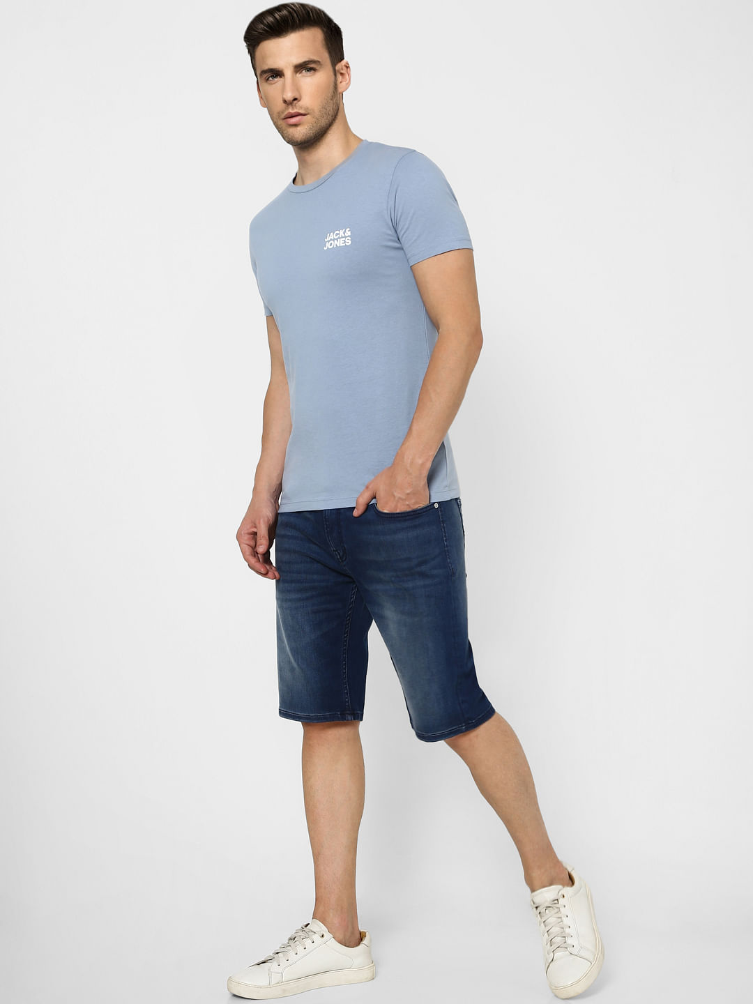 Blue Crew Neck T-shirt - S