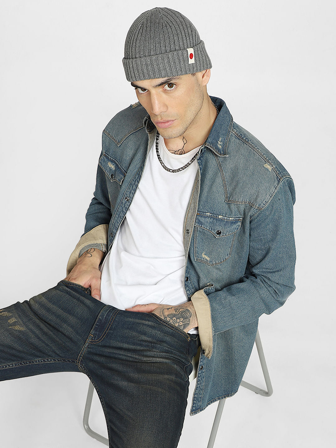 Blue Washed Denim Shirt - S