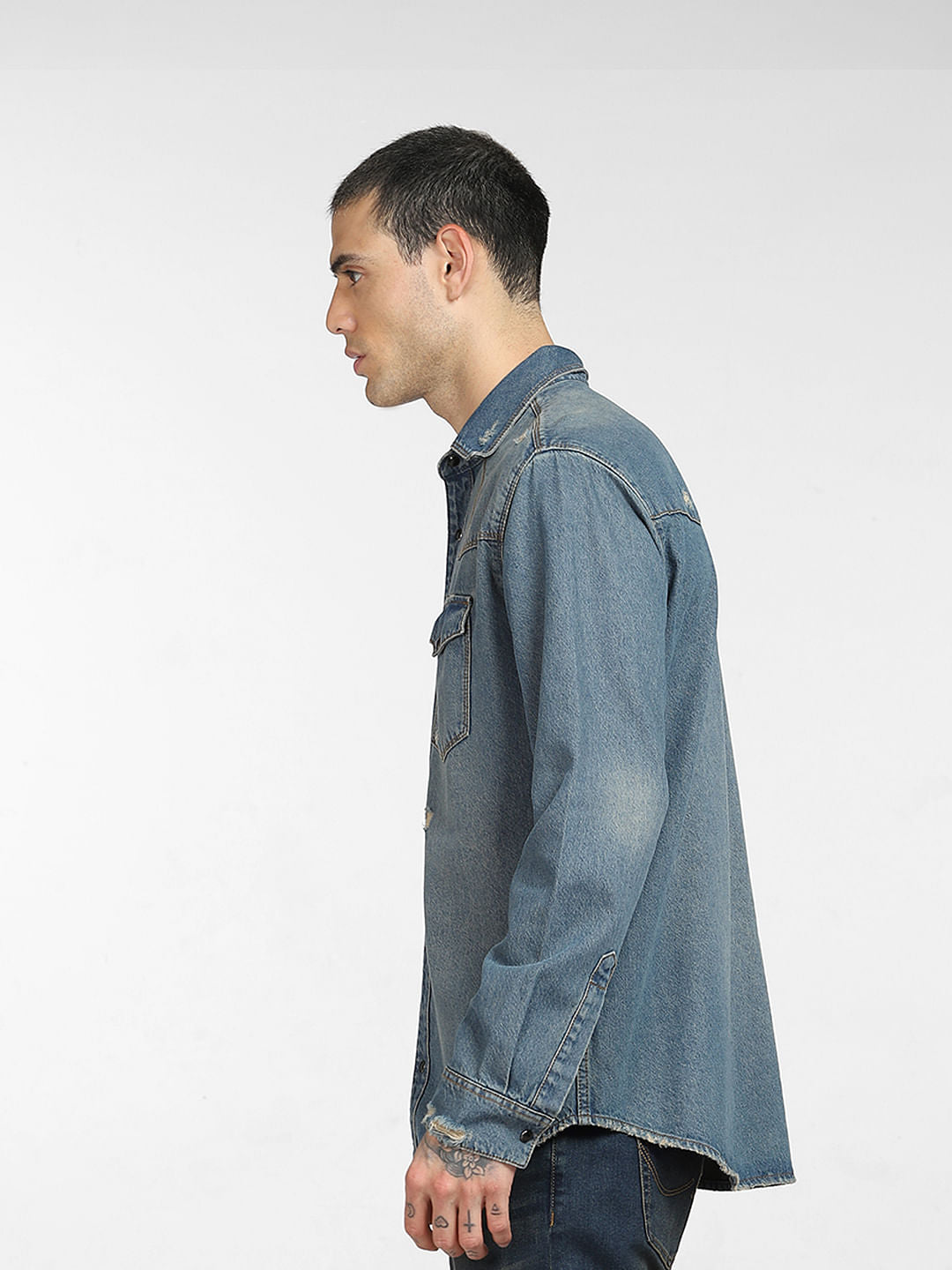 Blue Washed Denim Shirt