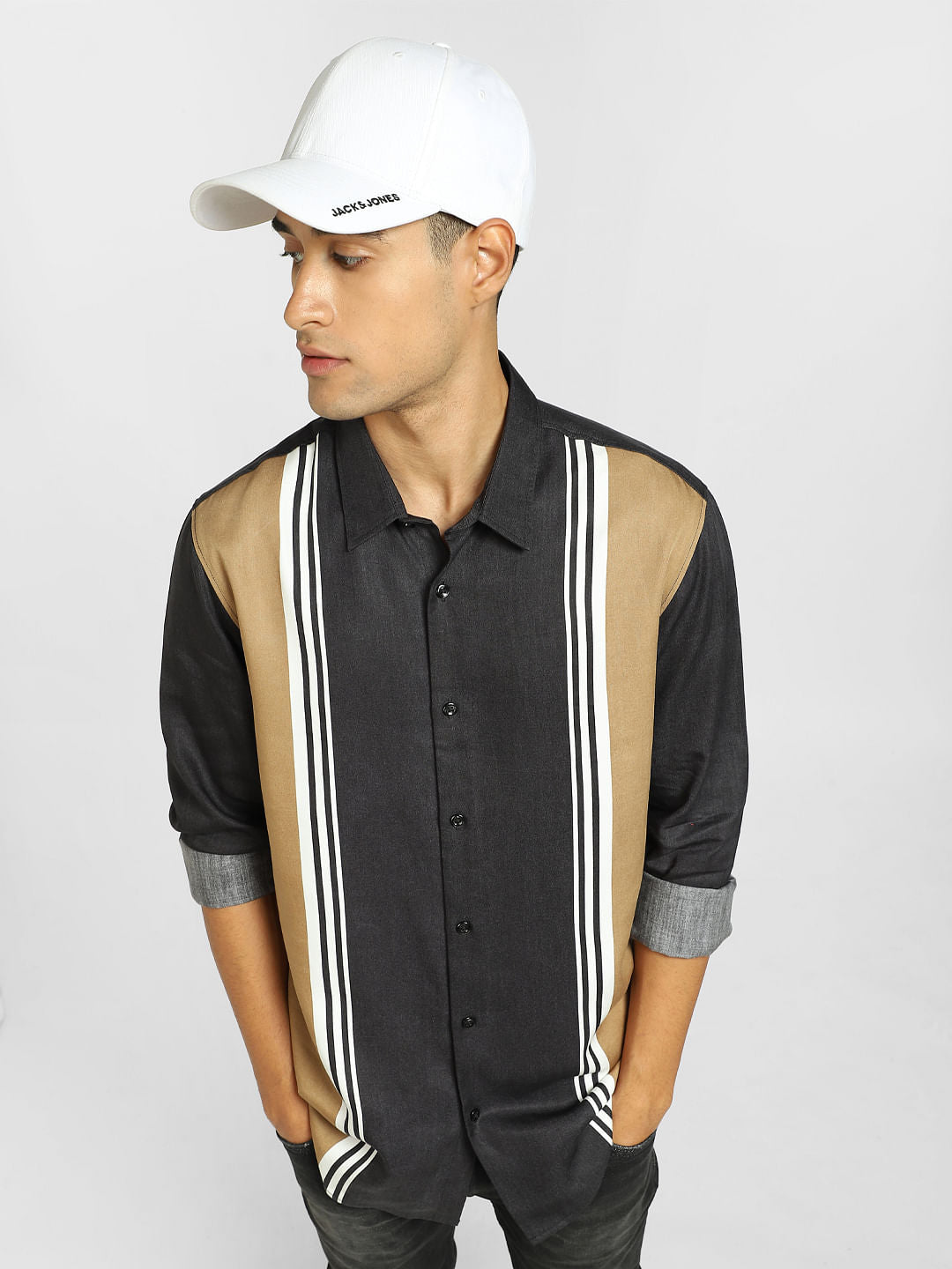 Black Striped Full Sleeves Shirt