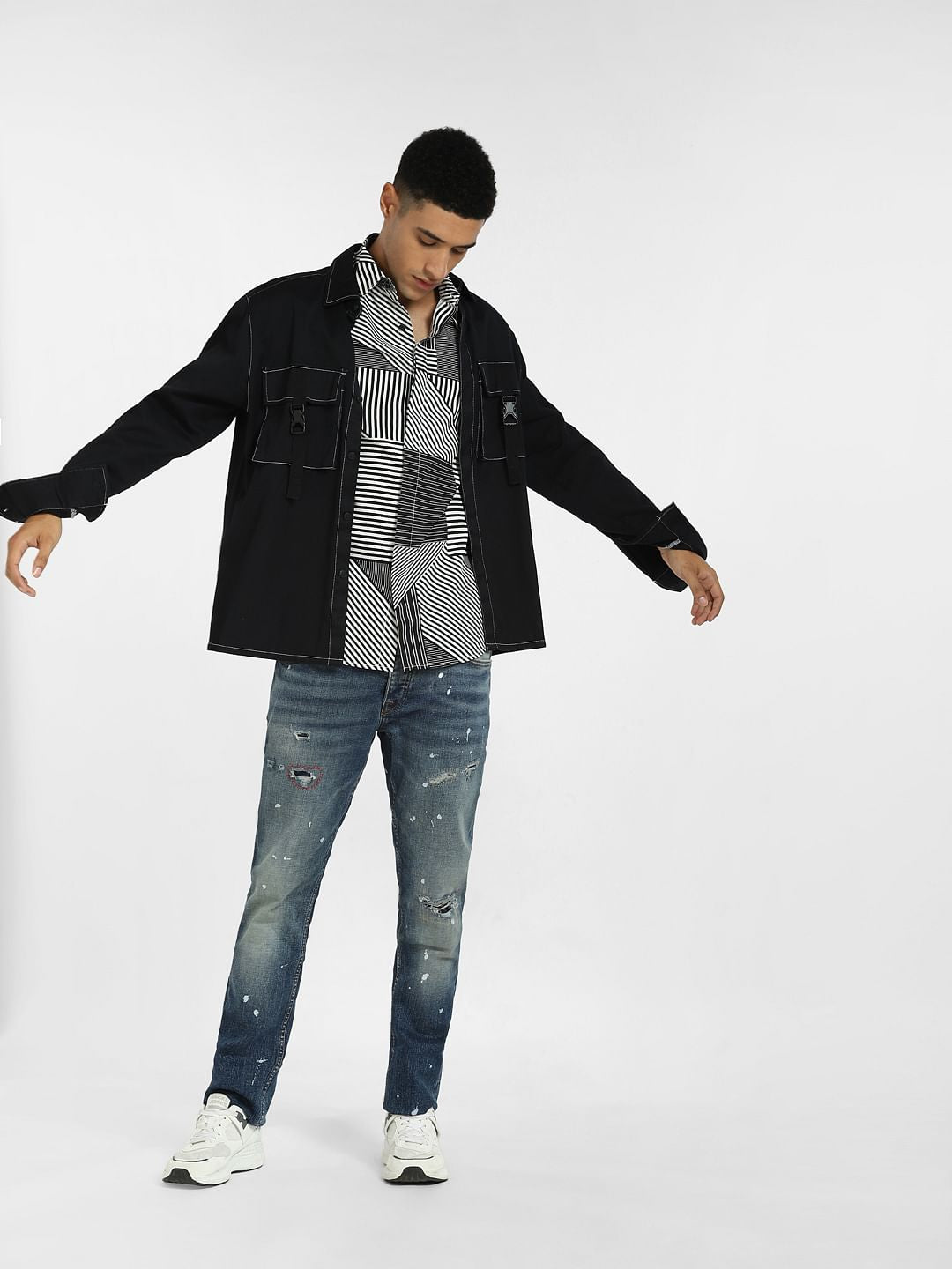 White Striped Full Sleeves Shirt