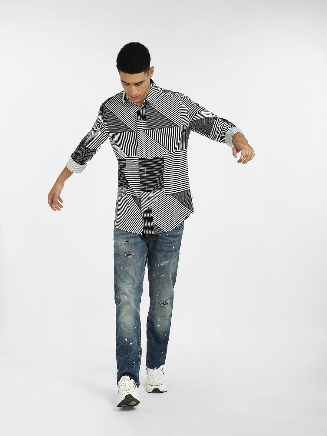 White Striped Full Sleeves Shirt