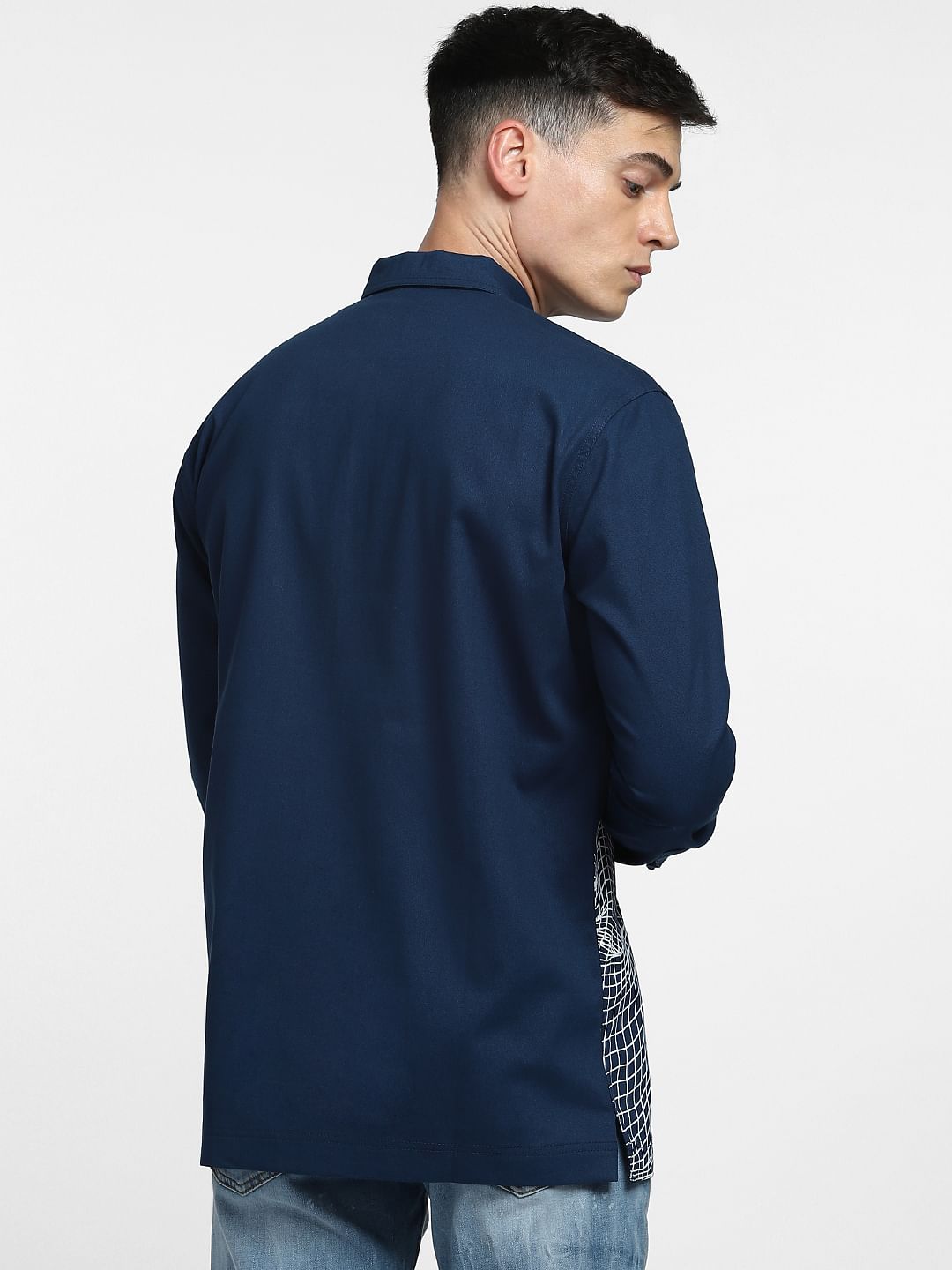 Blue Digital Wave Print Shirt