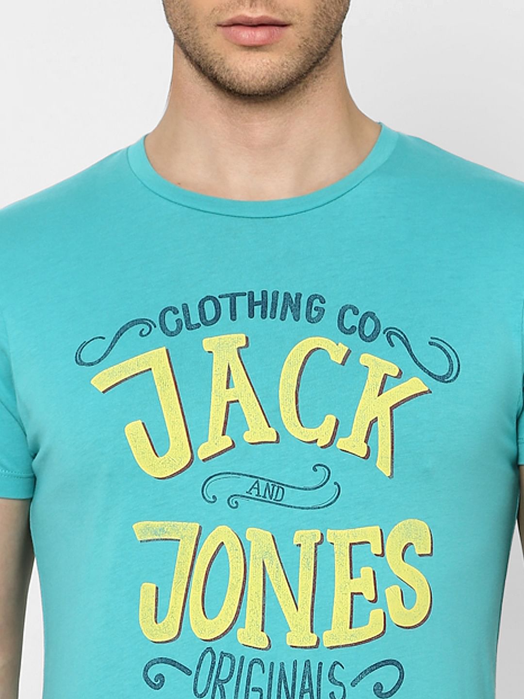 Blue Logo Print Crew Neck T-shirt