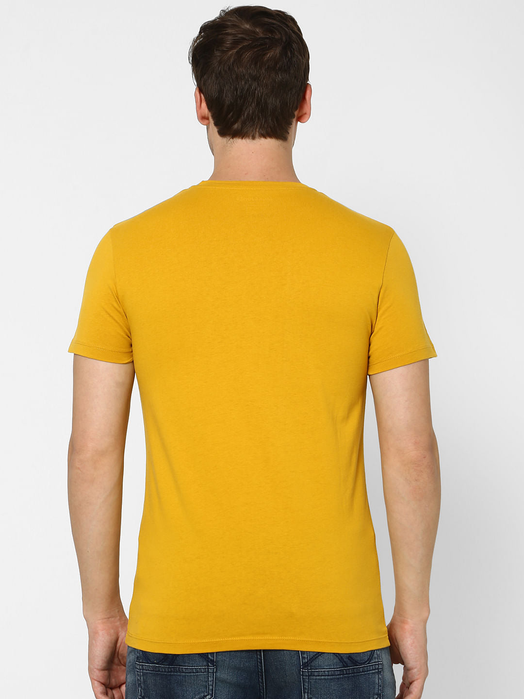 Mustard Yellow Graphic Print Crew Neck T-shirt