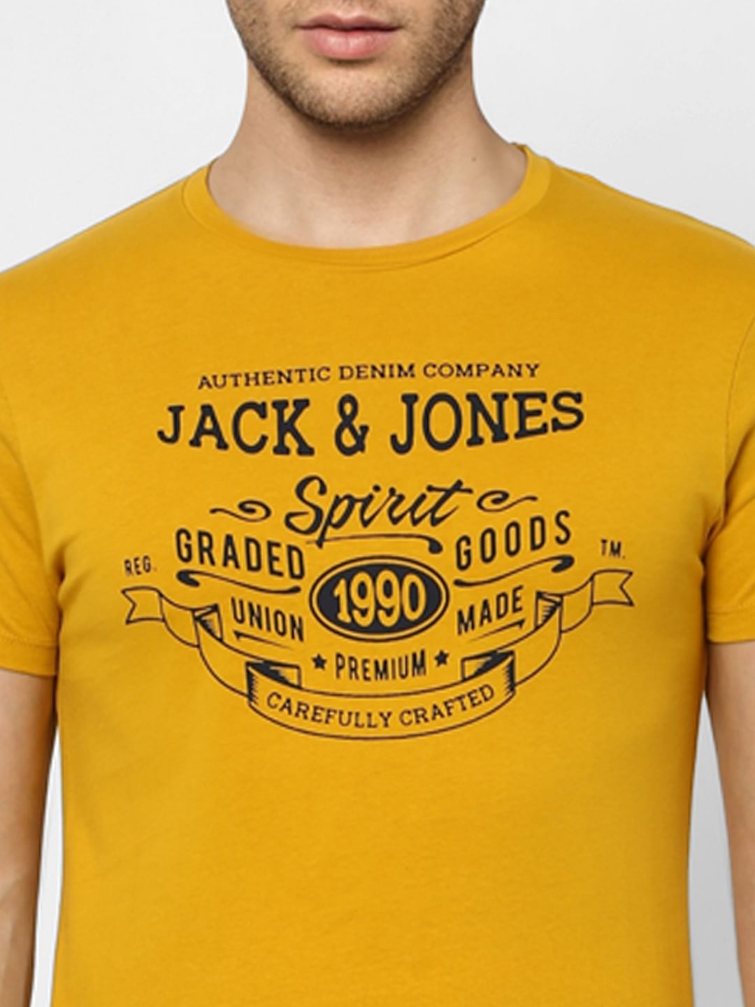 Mustard Yellow Graphic Print Crew Neck T-shirt