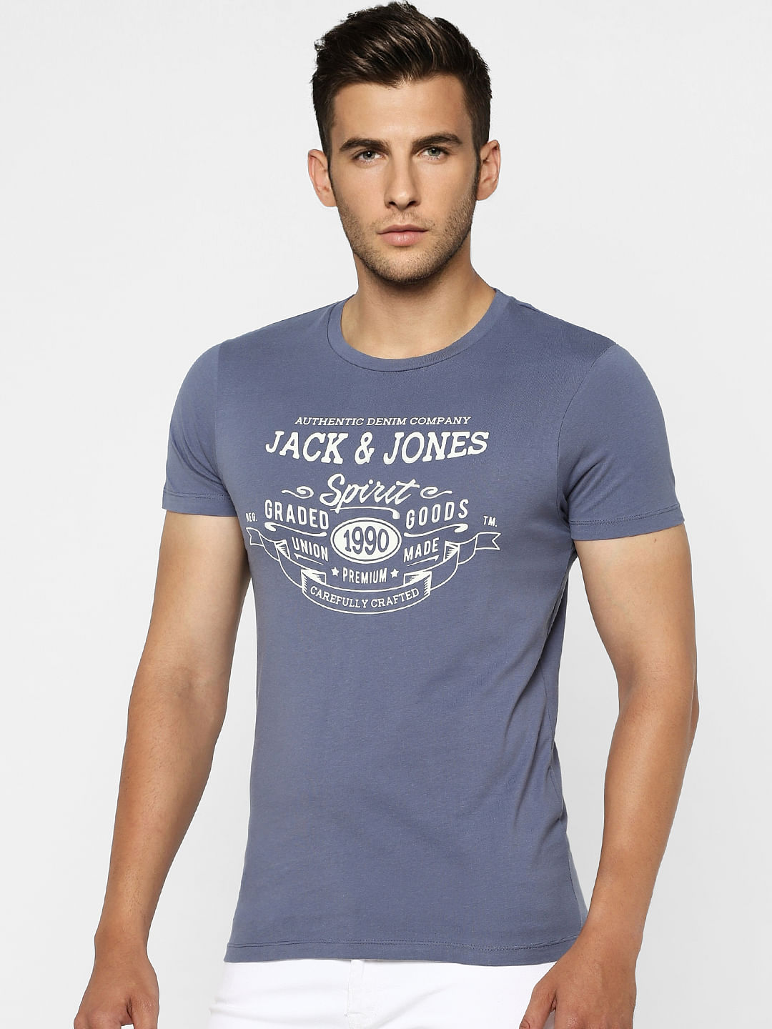 Blue Graphic Print Crew Neck T-shirt