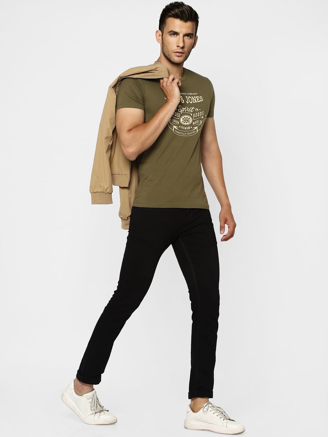 Green Graphic Print Crew Neck T-shirt - S