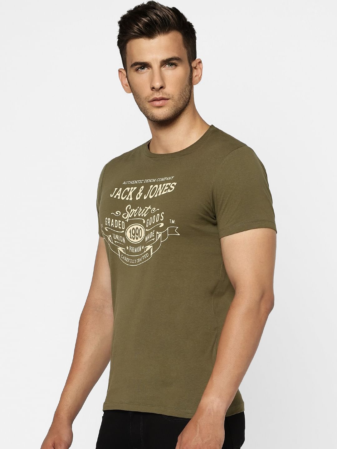 Green Graphic Print Crew Neck T-shirt