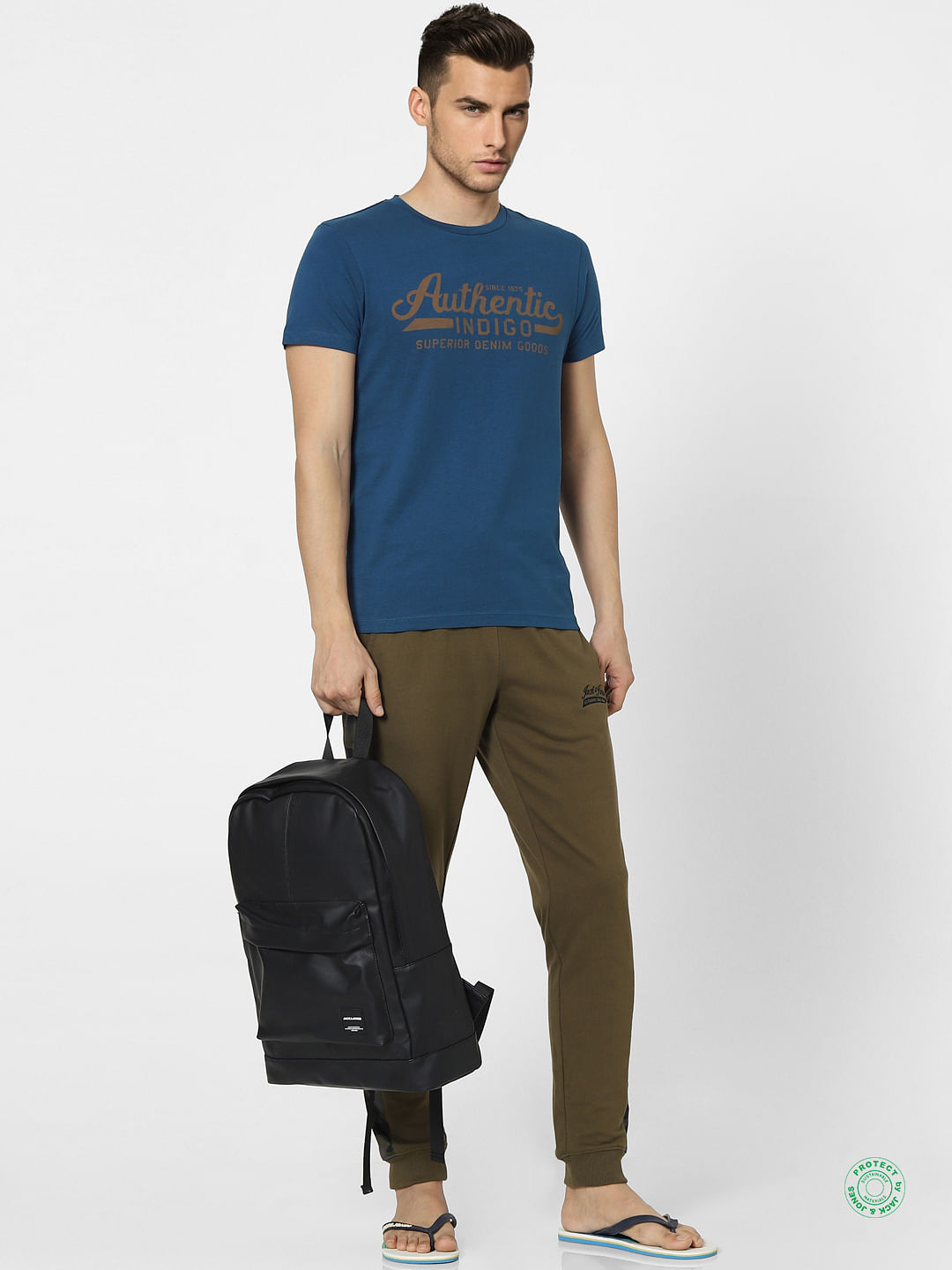 Blue Graphic Print Crew Neck T-shirt