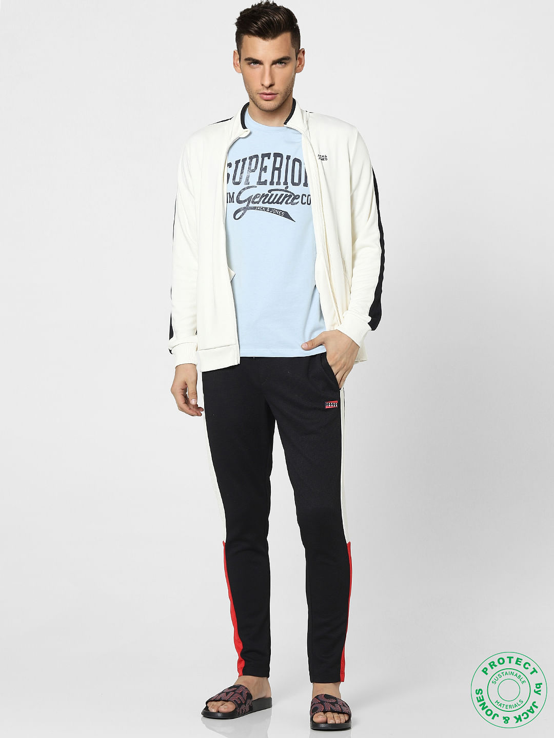Light Blue Graphic Print Crew Neck T-shirt - S