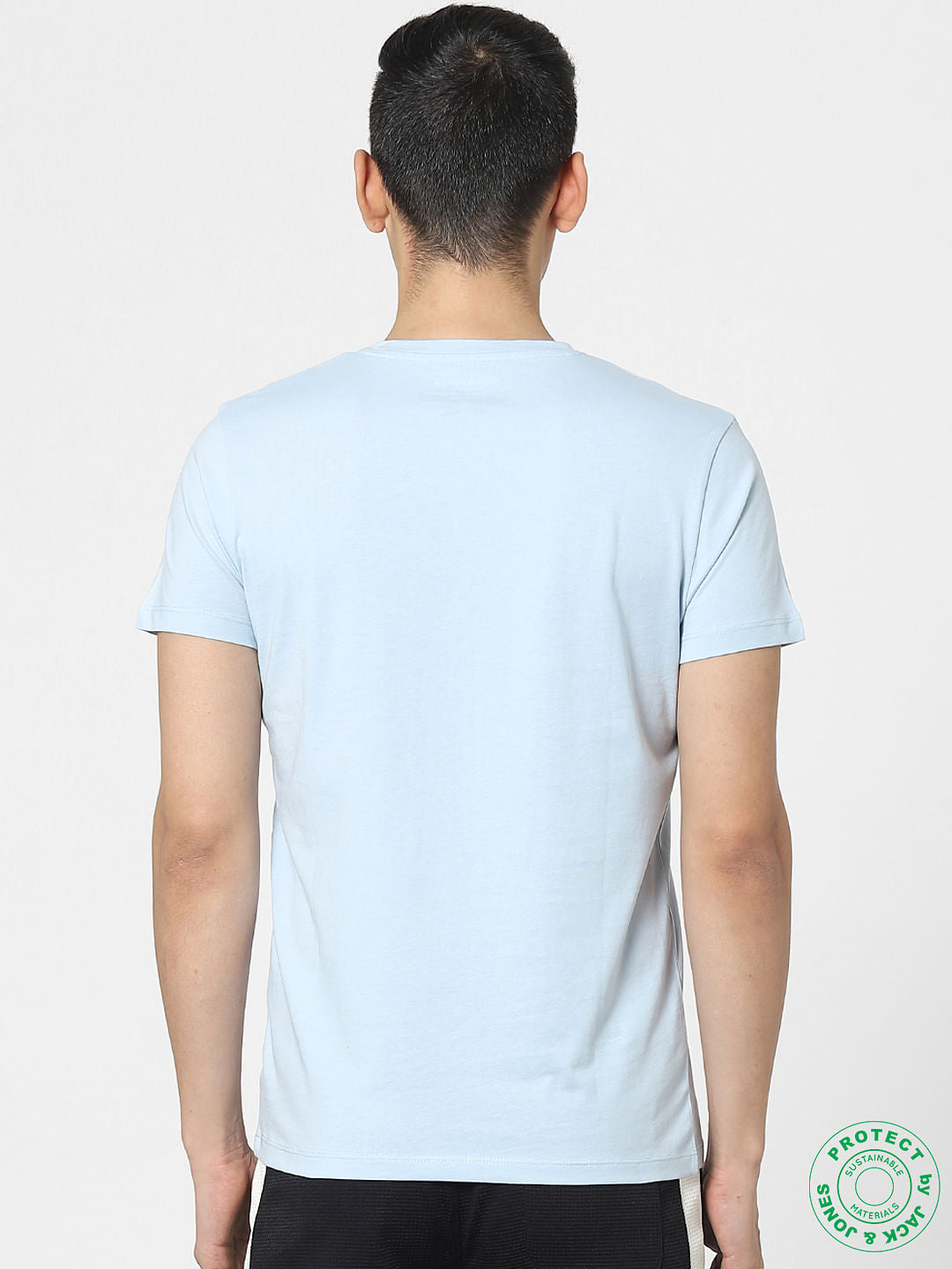 Light Blue Graphic Print Crew Neck T-shirt