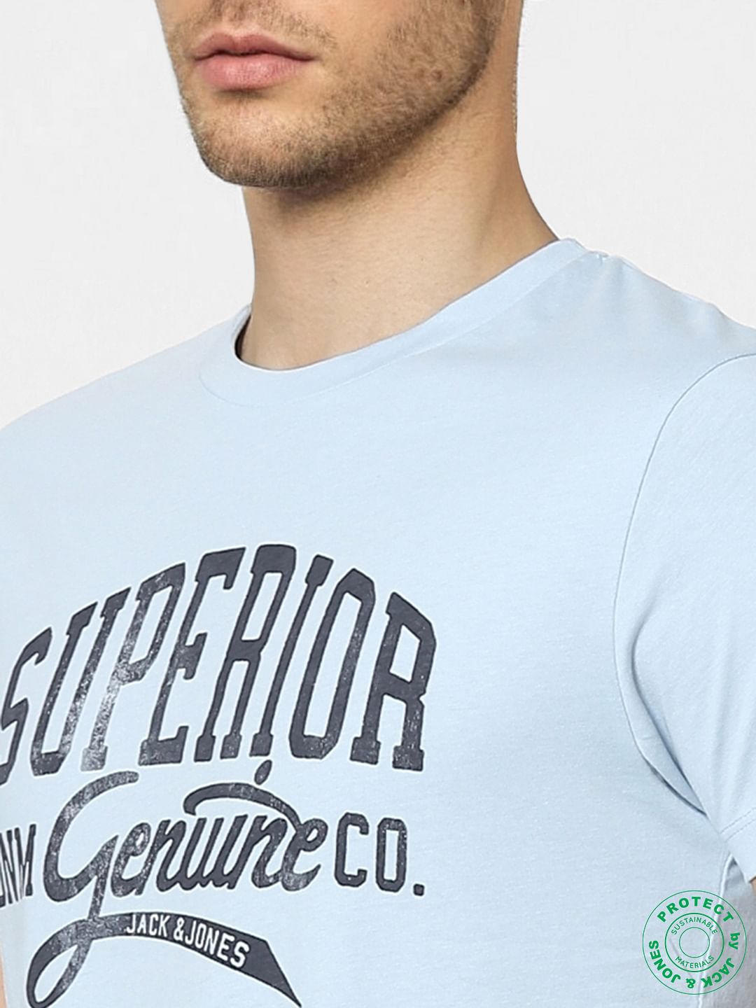 Light Blue Graphic Print Crew Neck T-shirt
