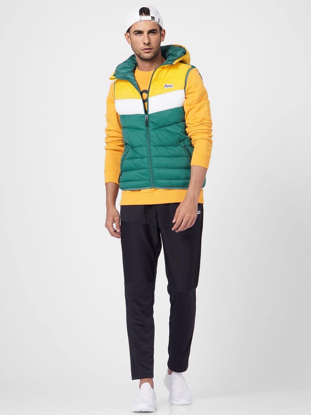 Green Colourblocked Puffer Vest Jacket - S