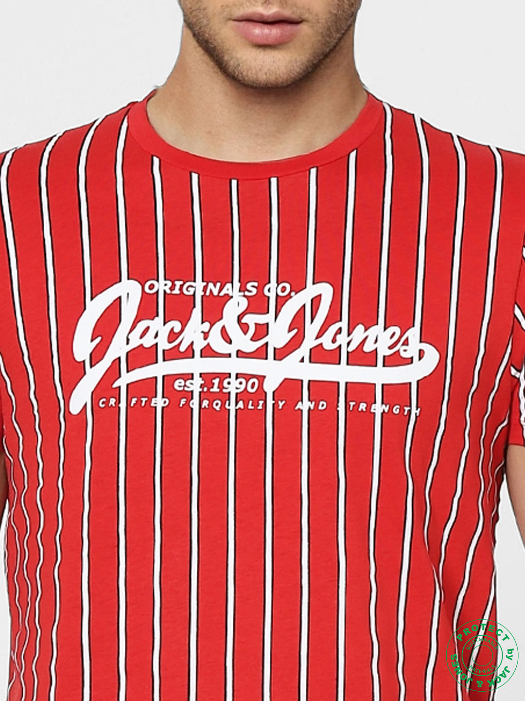 Red Striped Crew Neck T-shirt