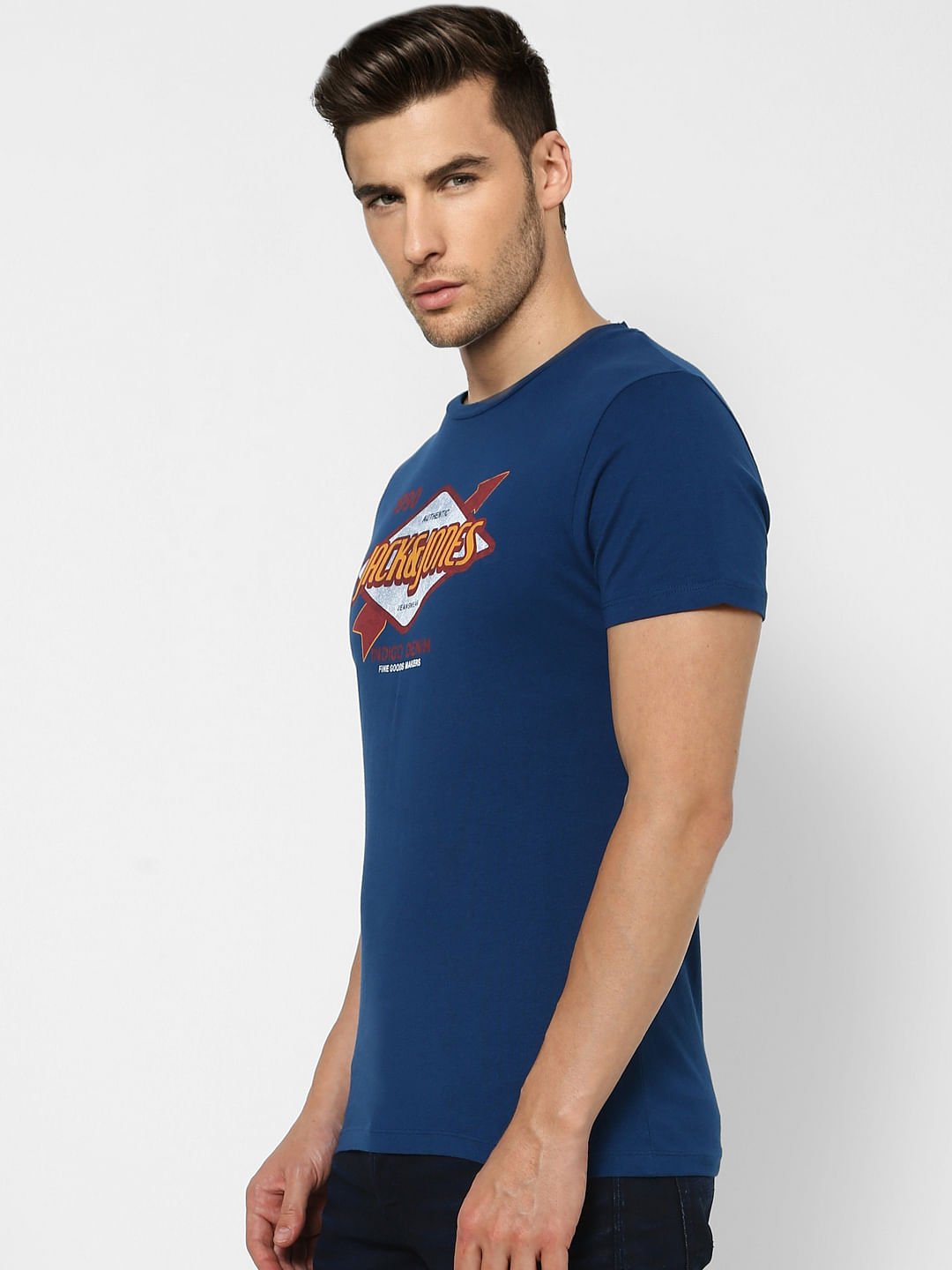 Blue Graphic Print Crew Neck T-shirt