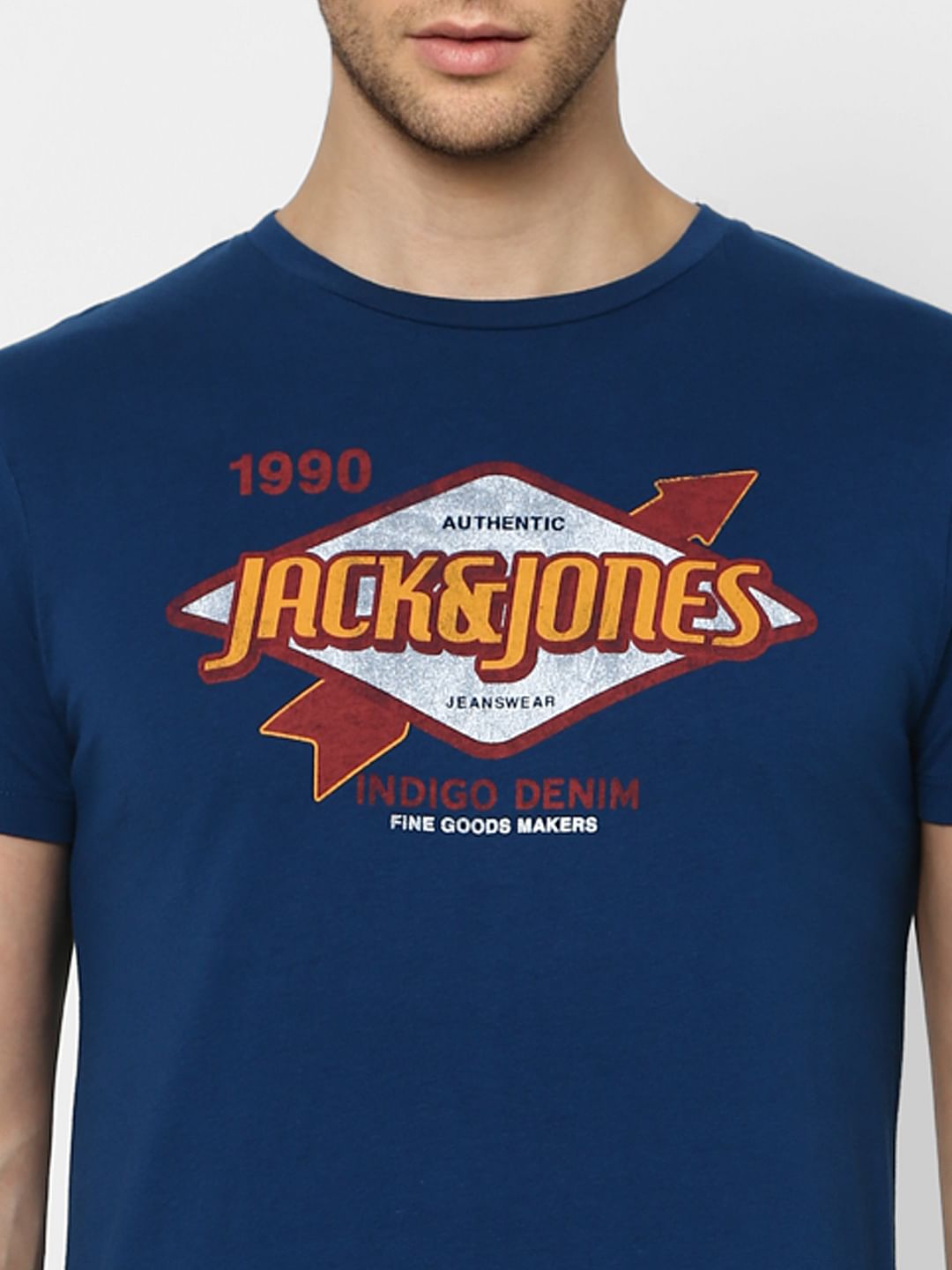 Blue Graphic Print Crew Neck T-shirt