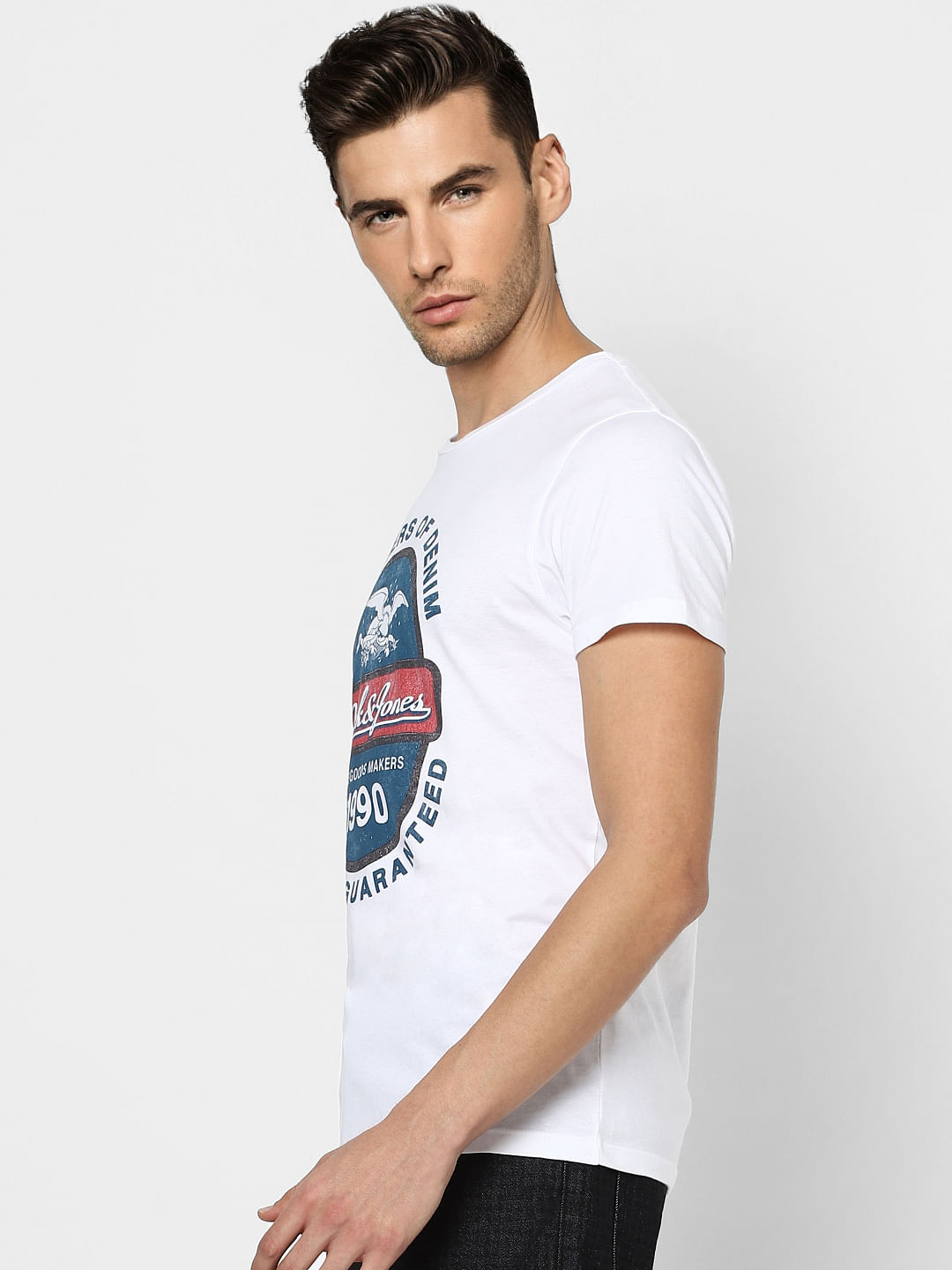 White Graphic Print Crew Neck T-shirt