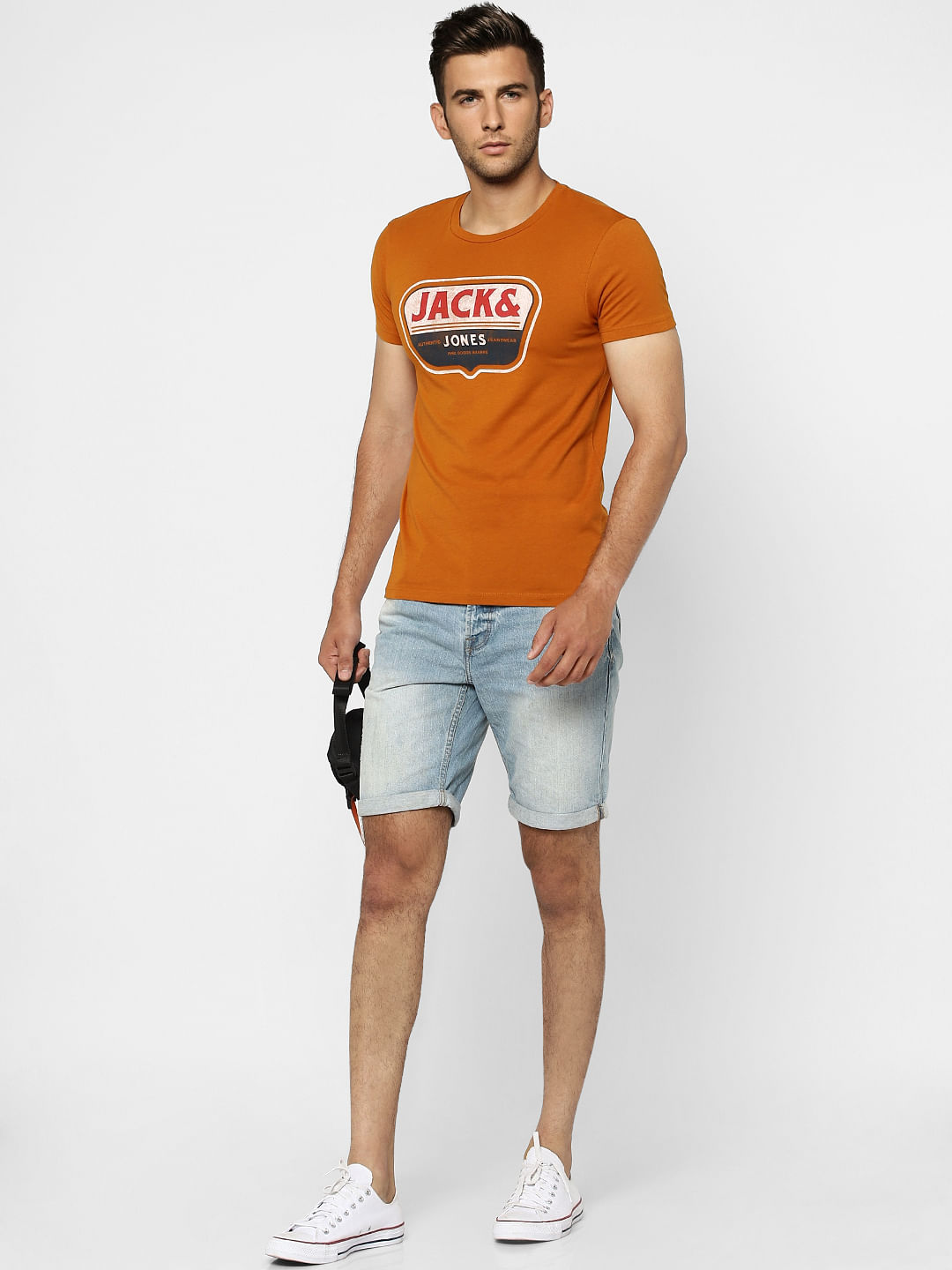 Brown Graphic Print Crew Neck T-shirt - S