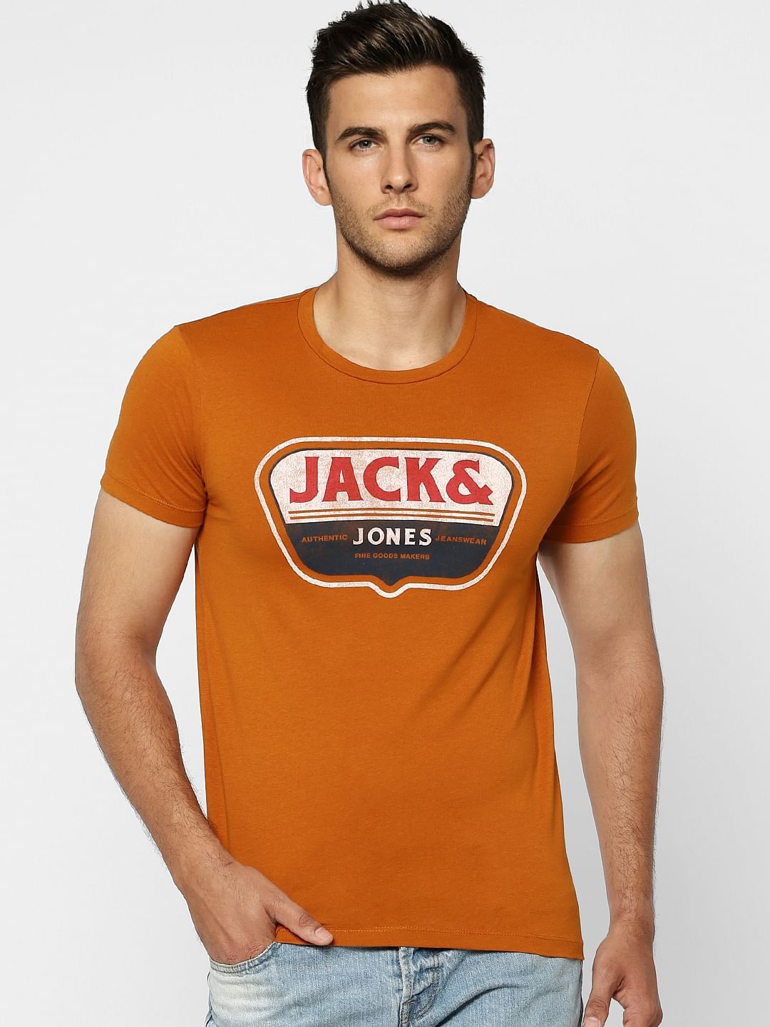 Brown Graphic Print Crew Neck T-shirt