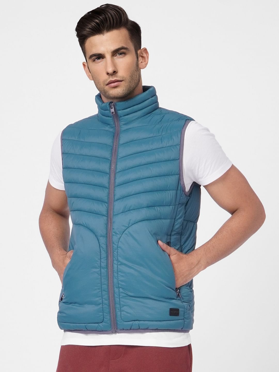 Turquoise Blue Puffer Vest Jacket