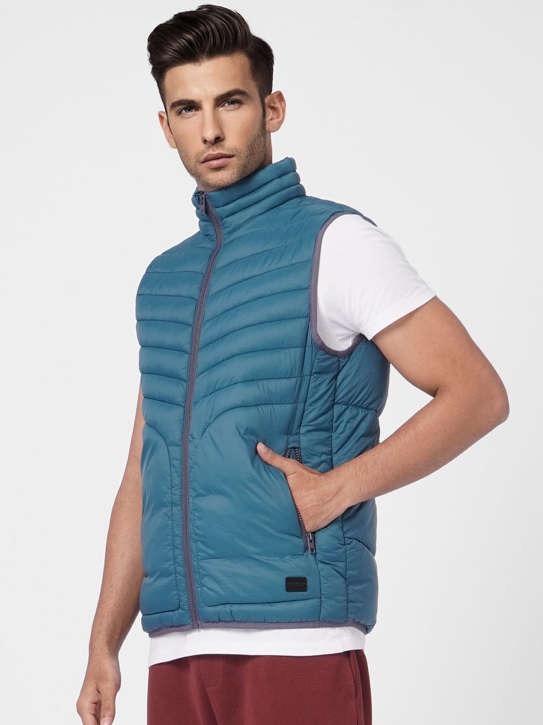 Turquoise Blue Puffer Vest Jacket