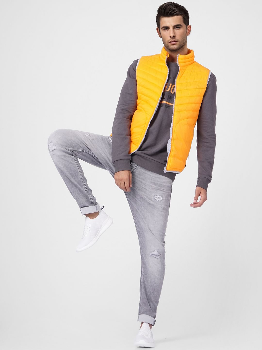 Orange Puffer Vest Jacket - S