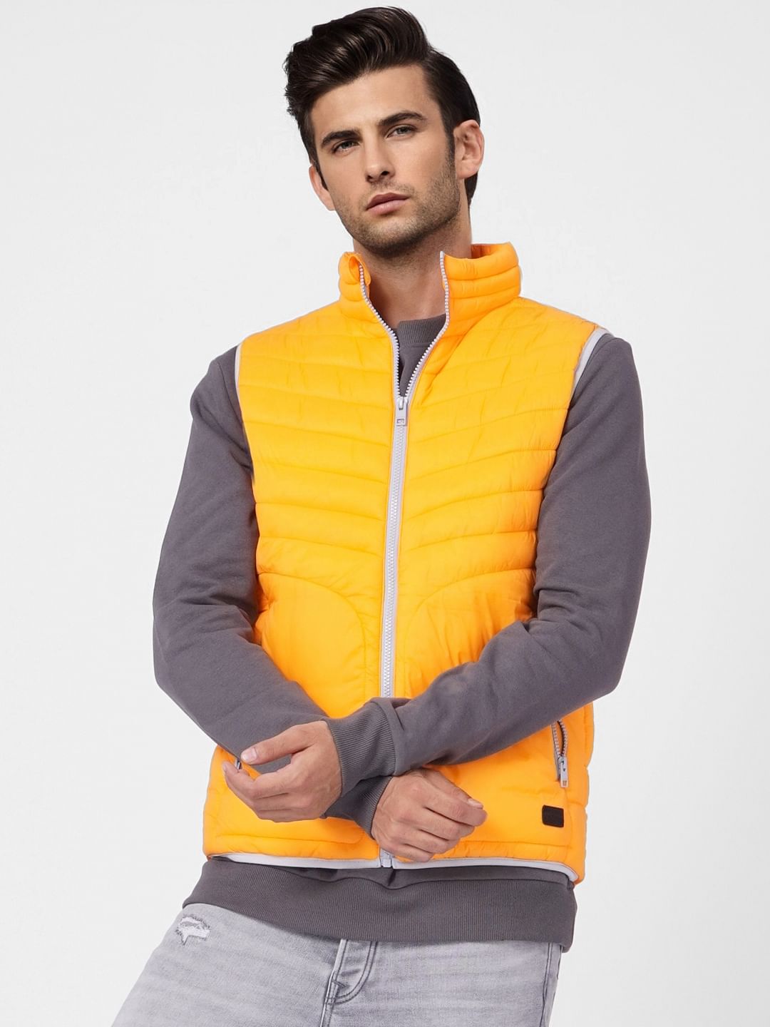 Orange Puffer Vest Jacket