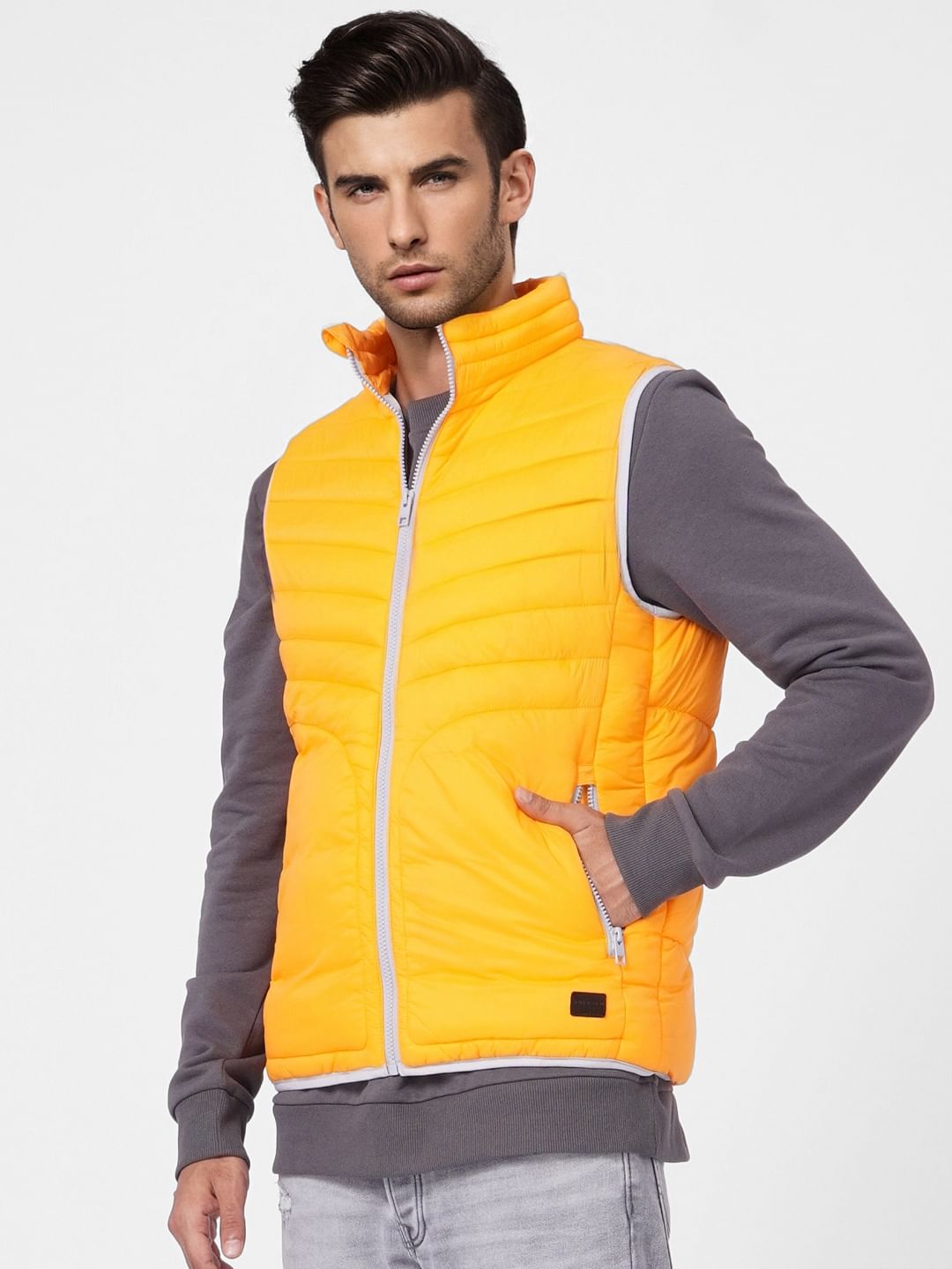 Orange Puffer Vest Jacket