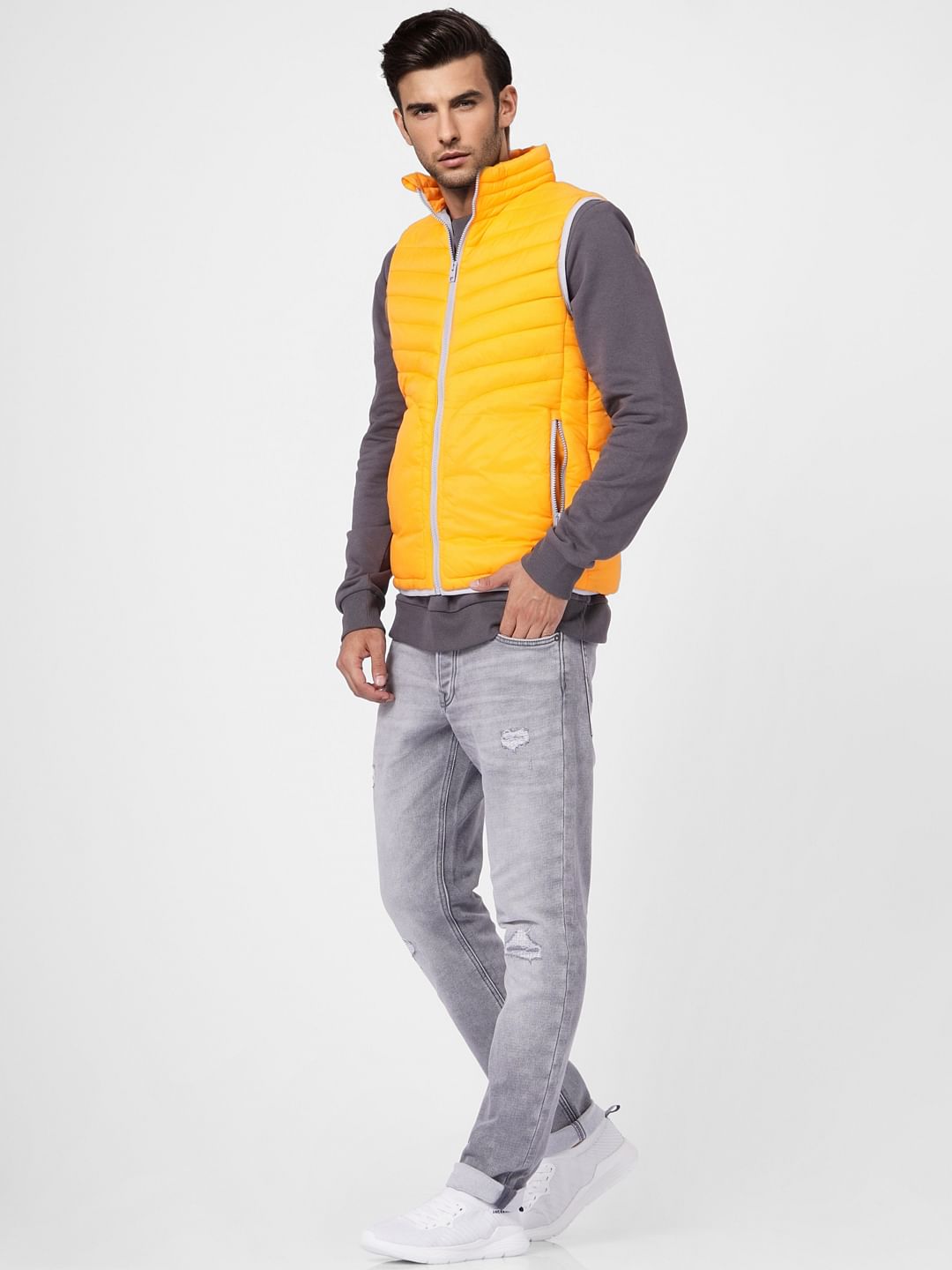 Orange Puffer Vest Jacket