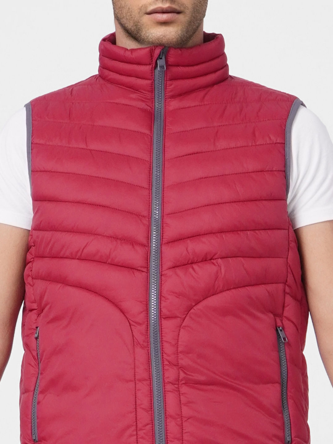 Red Puffer Vest Jacket