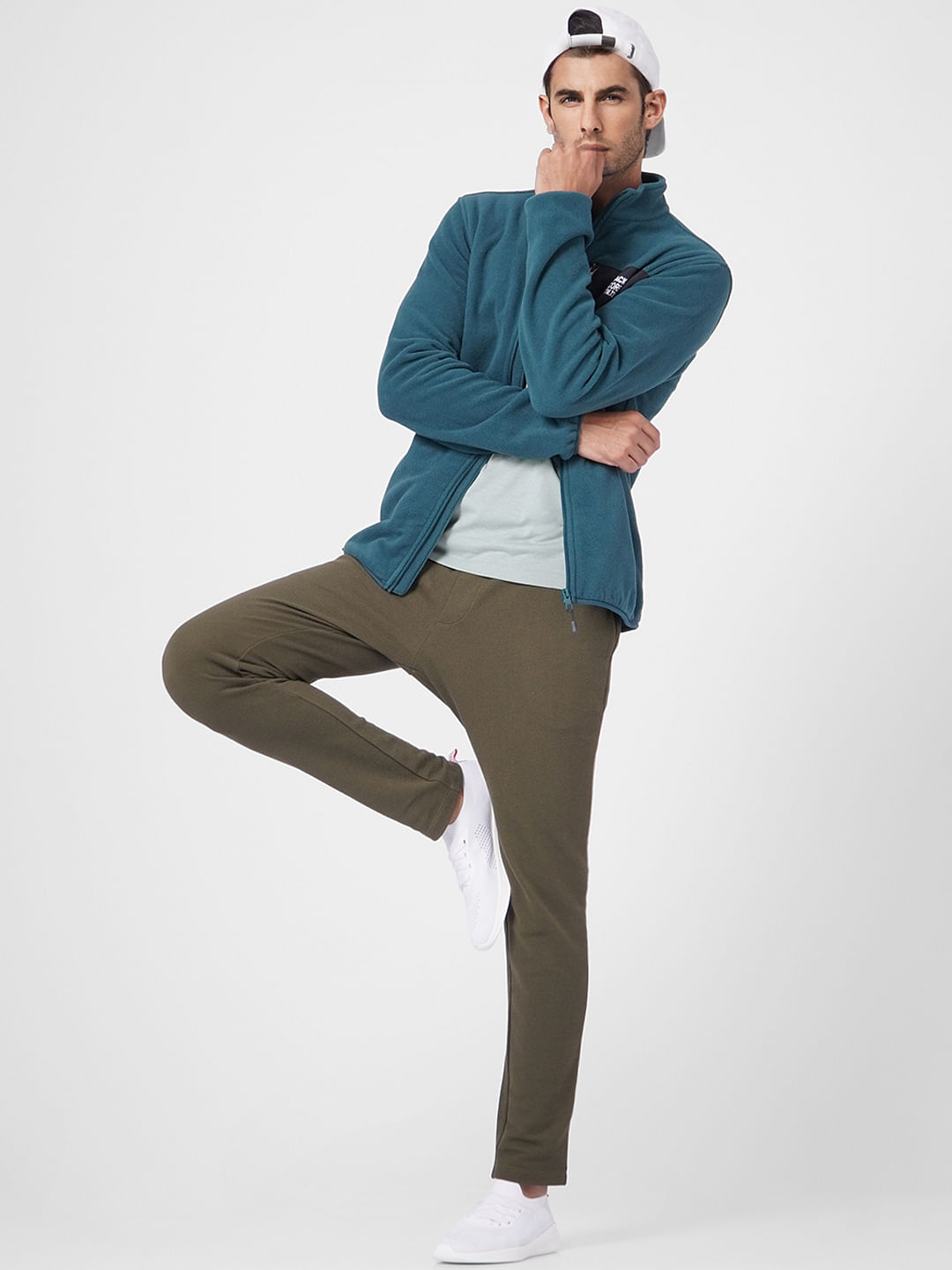 Green Zip Up Fleece Jacket - S