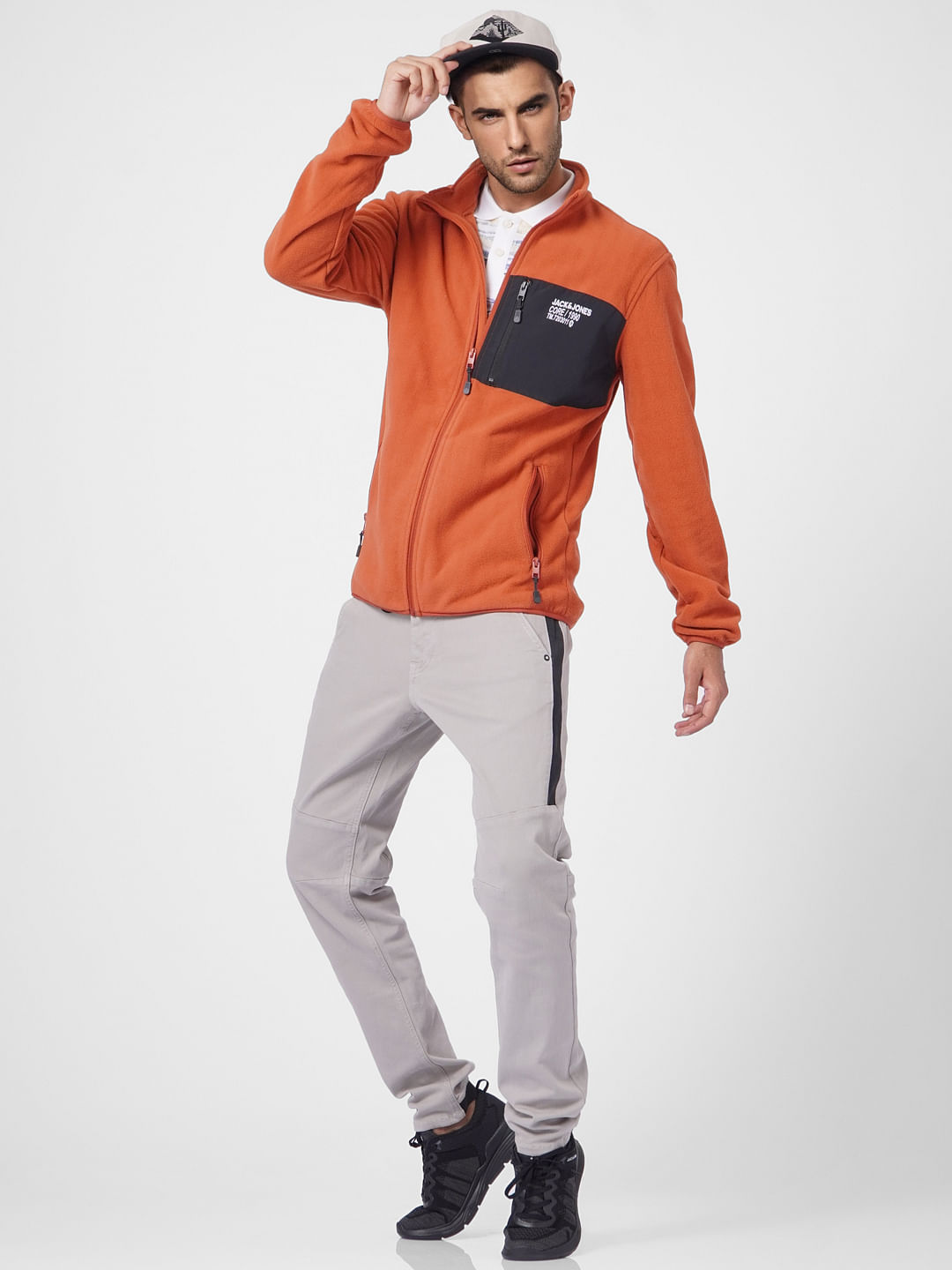 Orange Zip Up Fleece Jacket - S
